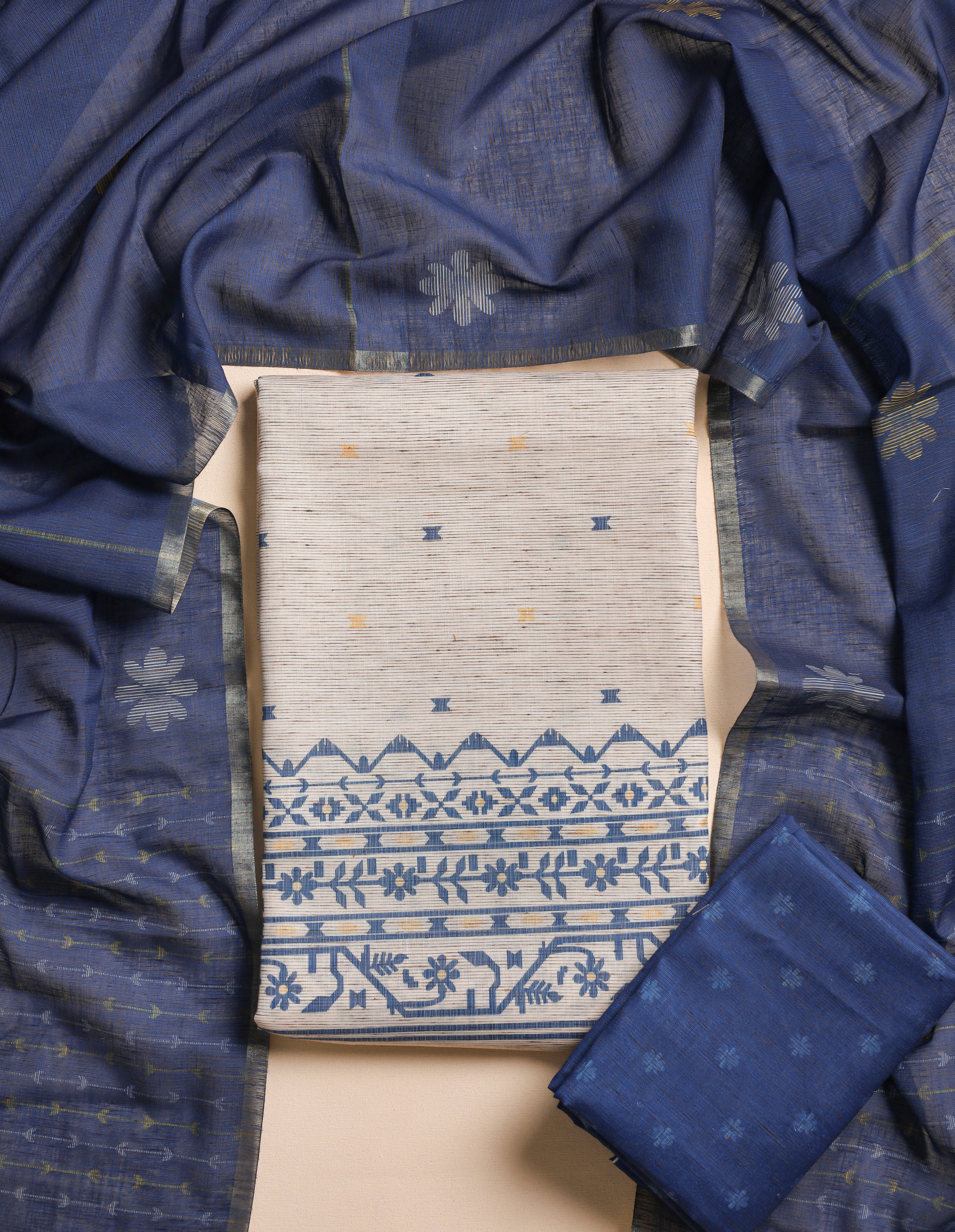 JAMDHANI PRINTED CHANDERI SUIT SET