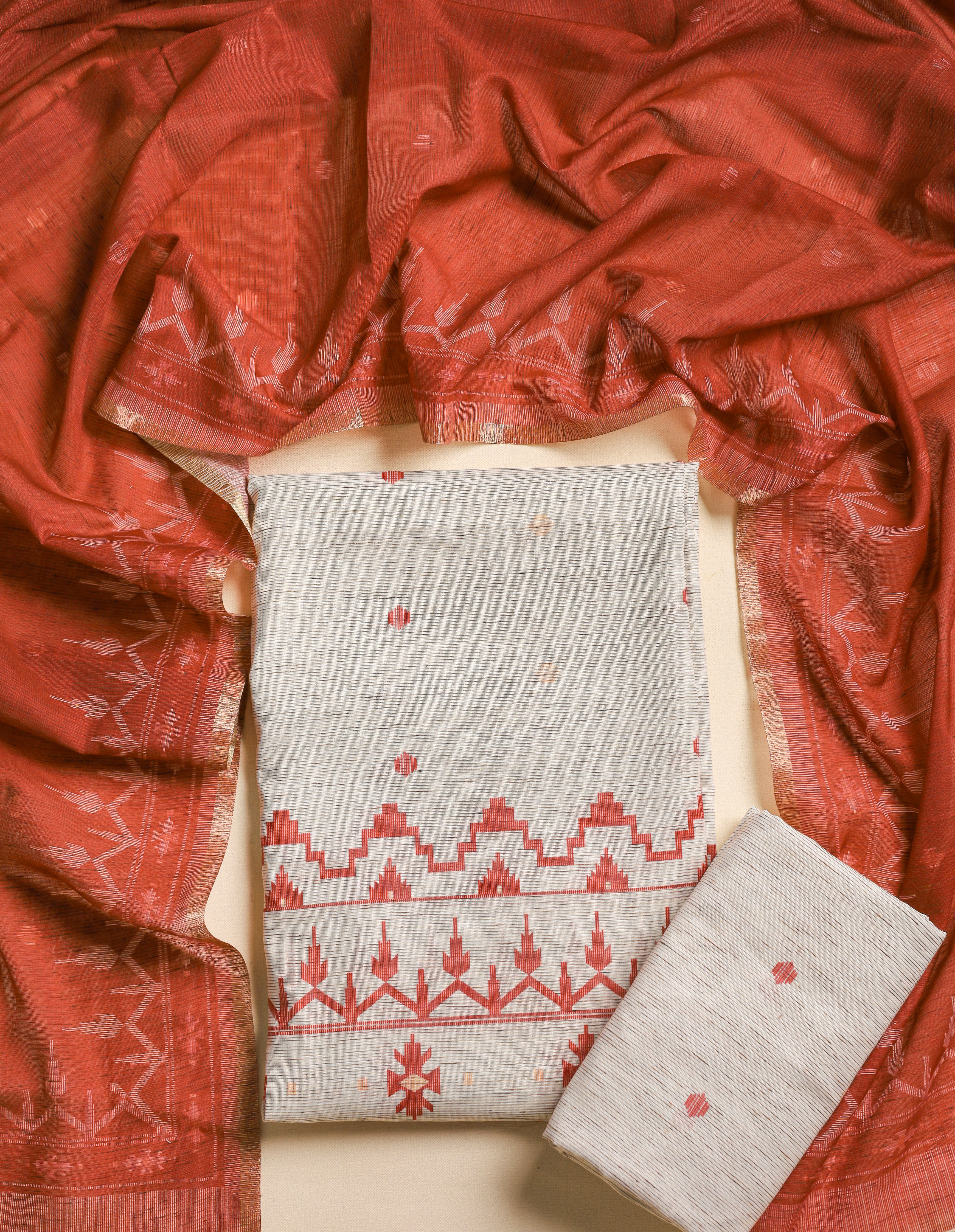 JAMDHANI PRINTED CHANDERI SUIT SET