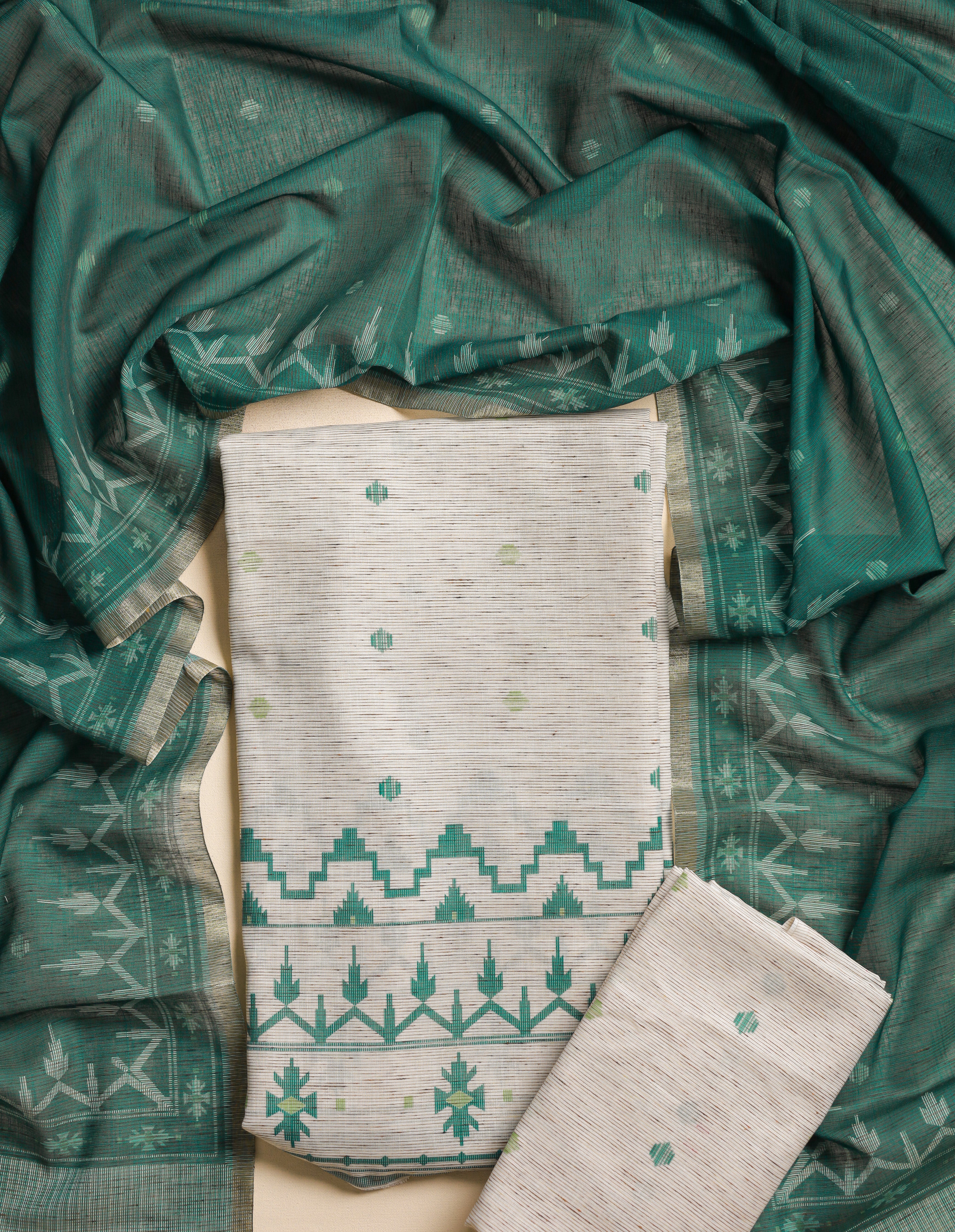 JAMDHANI PRINTED CHANDERI SUIT SET