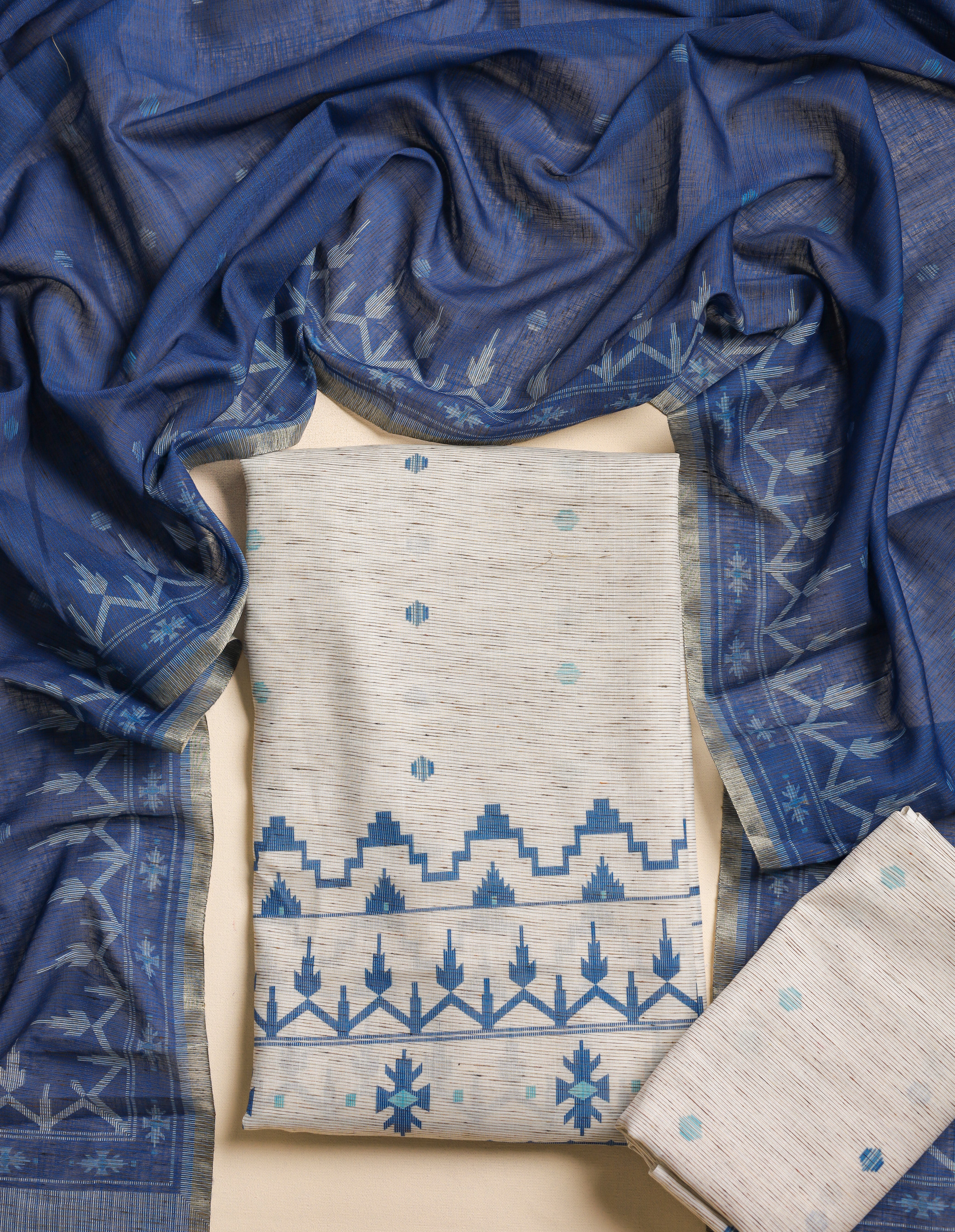 JAMDHANI PRINTED CHANDERI SUIT SET