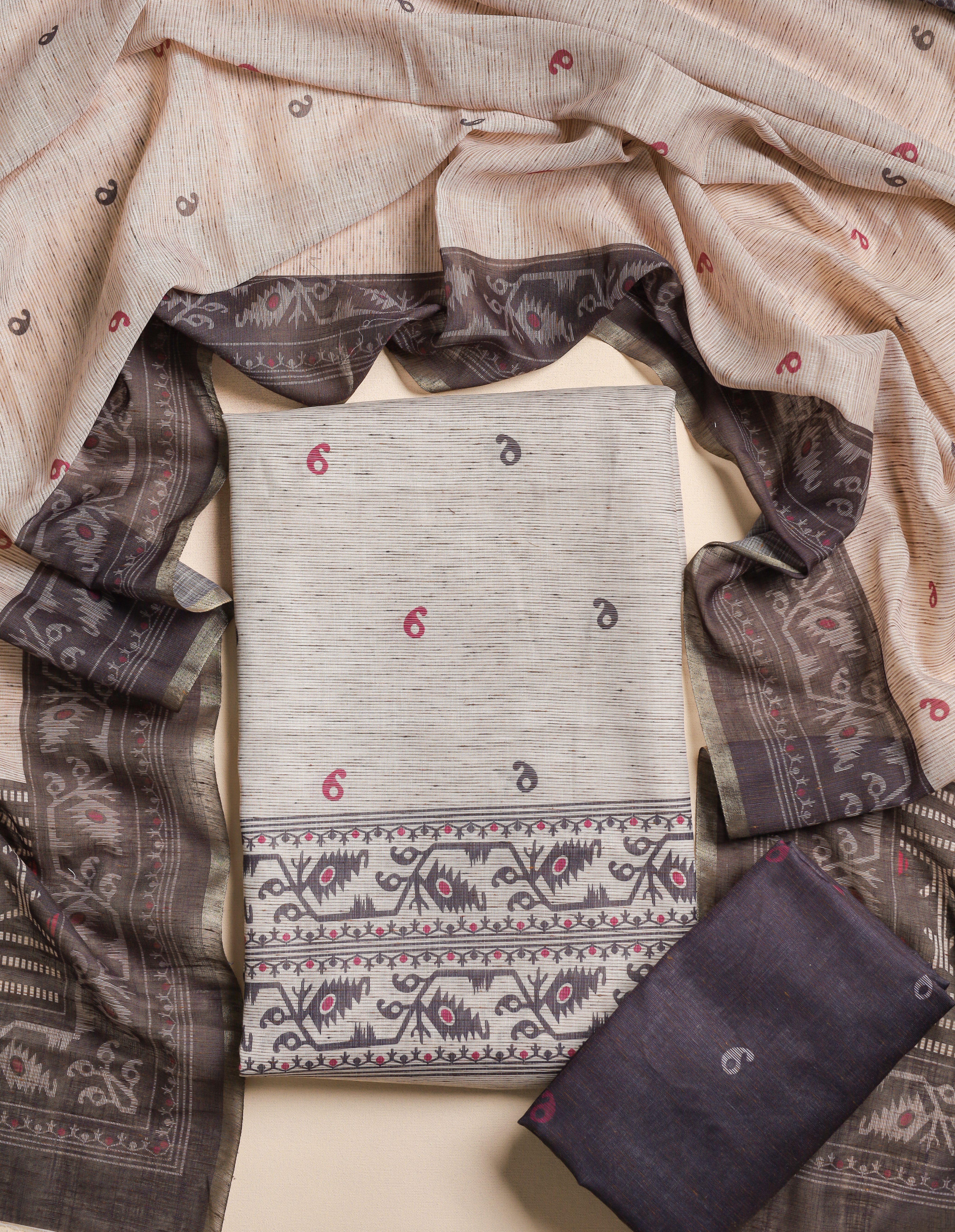 JAMDHANI PRINTED CHANDERI SUIT SET