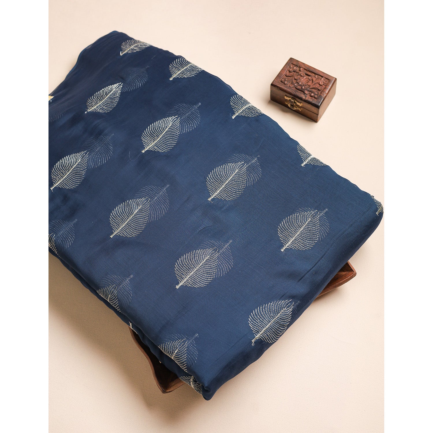 MUL CHANDERI ZARI EMBROIDERED FABRIC