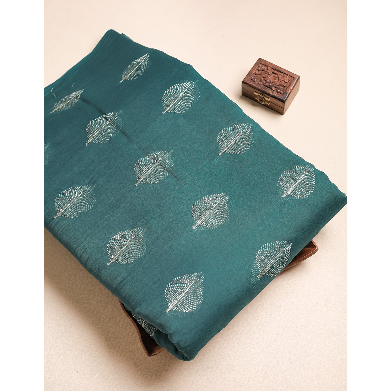 MUL CHANDERI ZARI EMBROIDERED FABRIC