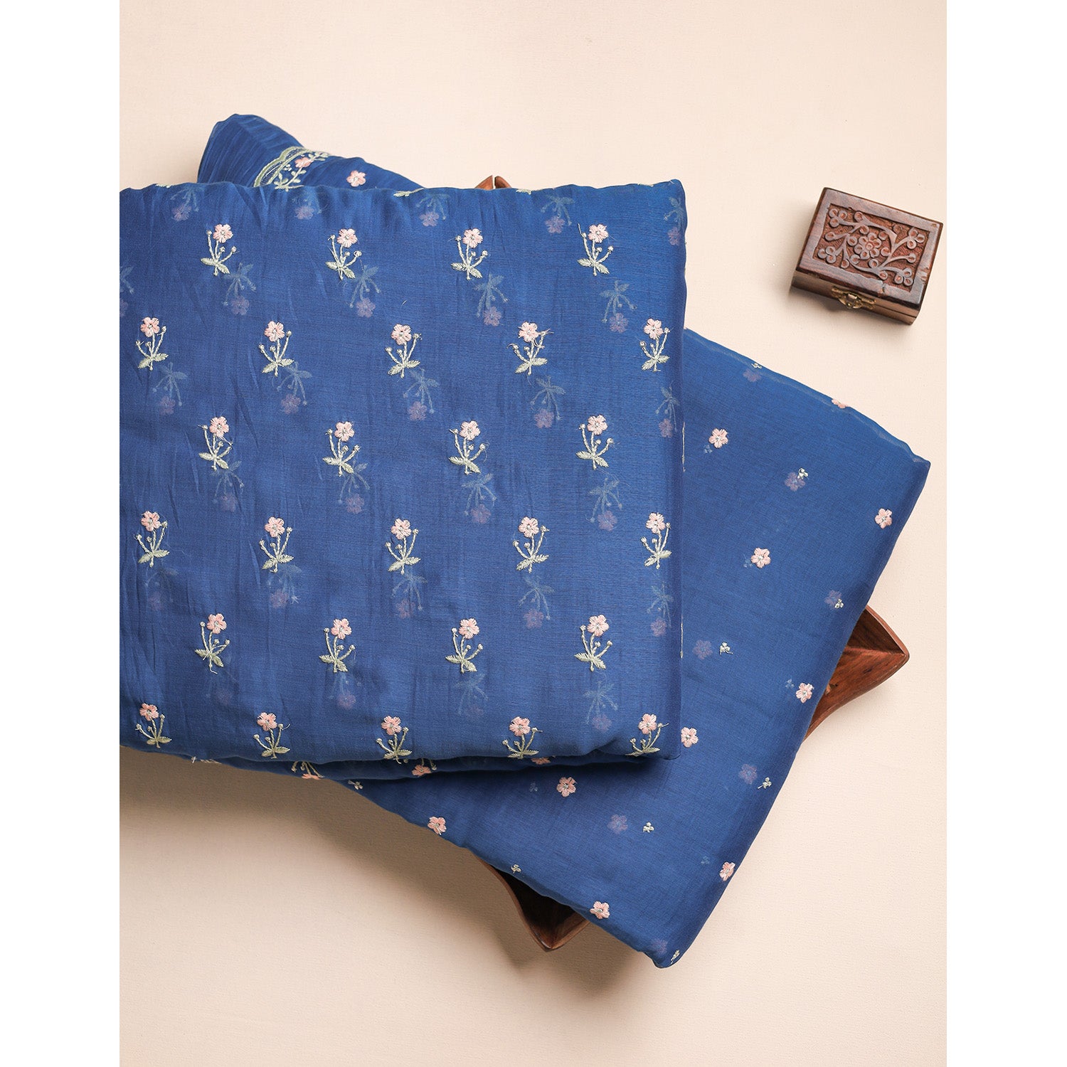 MUL CHANDERI EMBROIDERED FABRICS