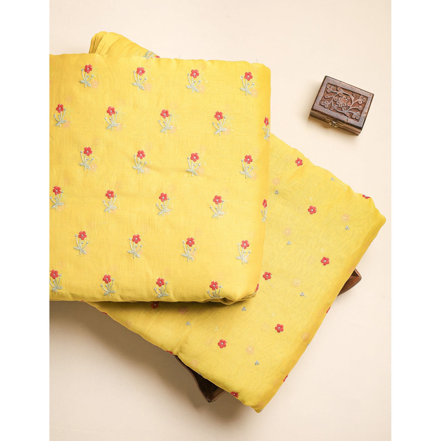 MUL CHANDERI EMBROIDERED FABRICS