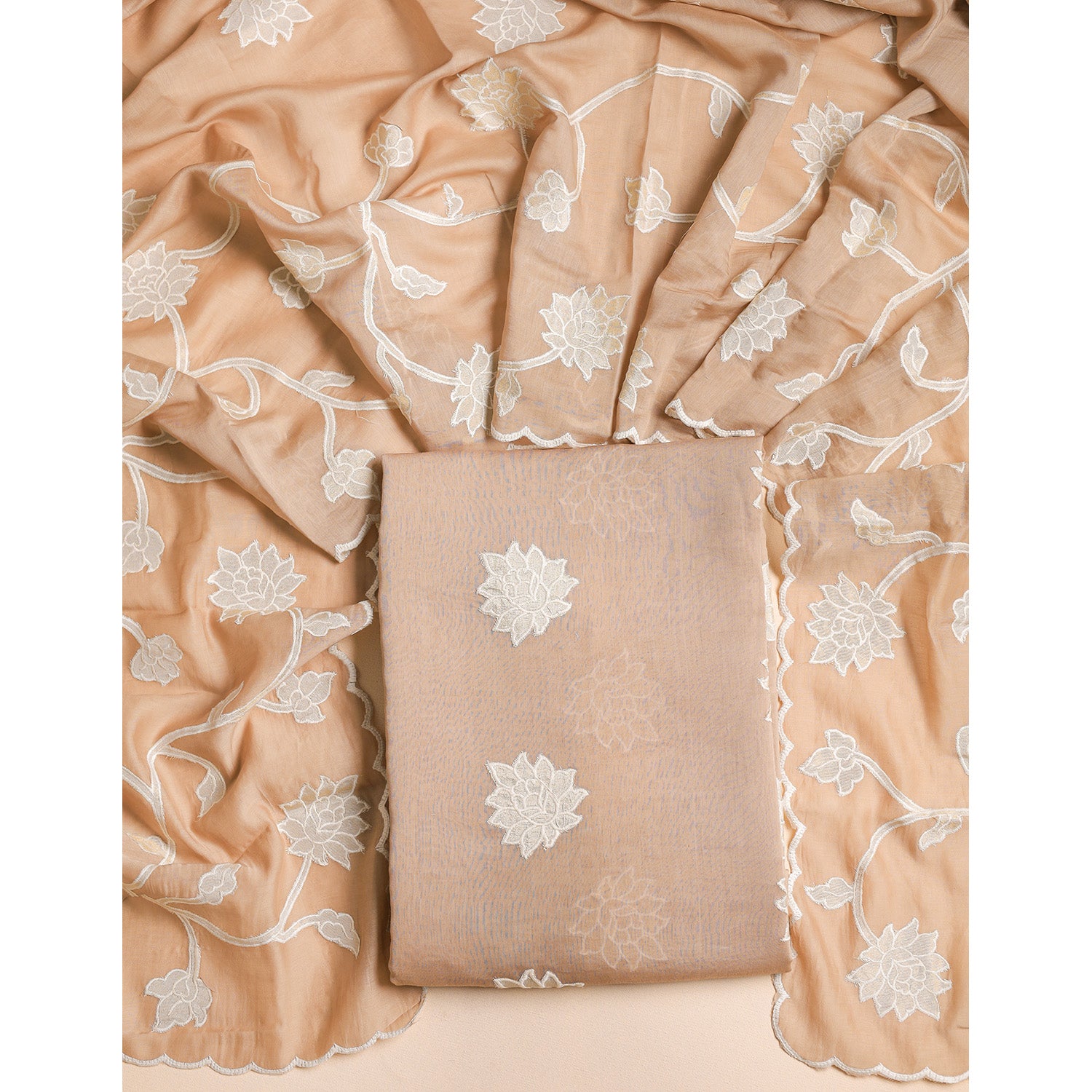 MUL CHANDERI APPLIQUE WORK 2 PIECE SET