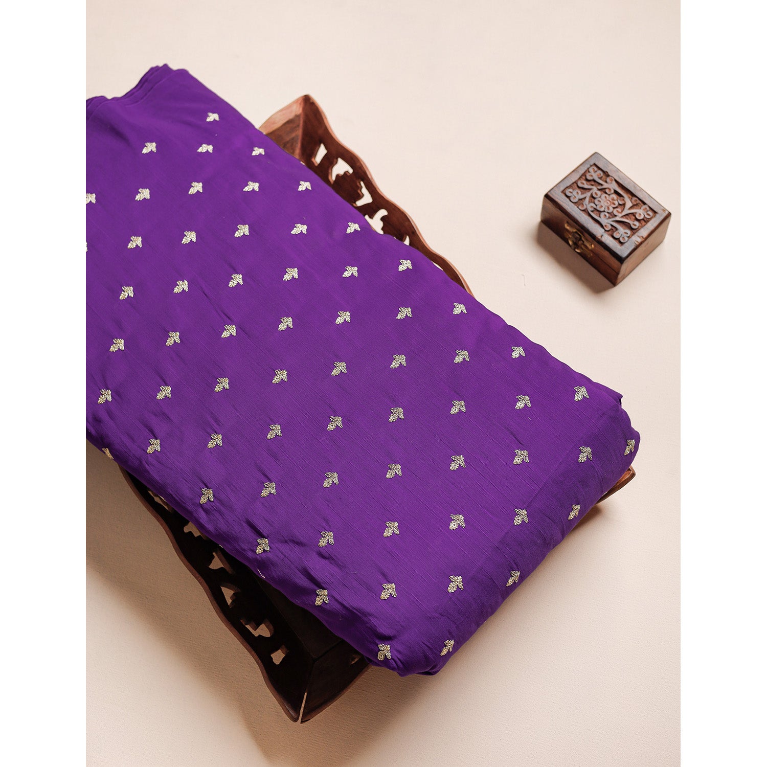 EMBROIDERED SEMI RAW SILK FABRIC