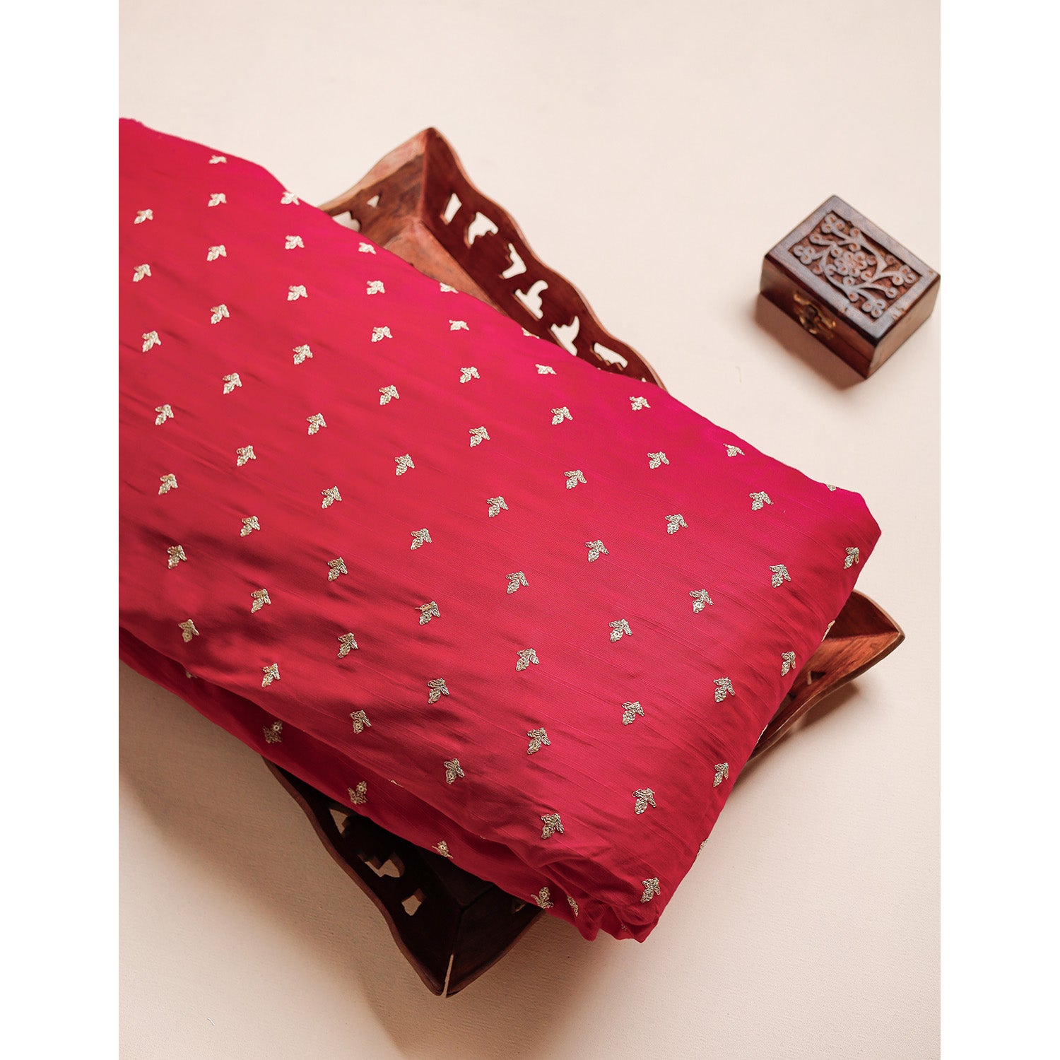 EMBROIDERED SEMI RAW SILK FABRIC