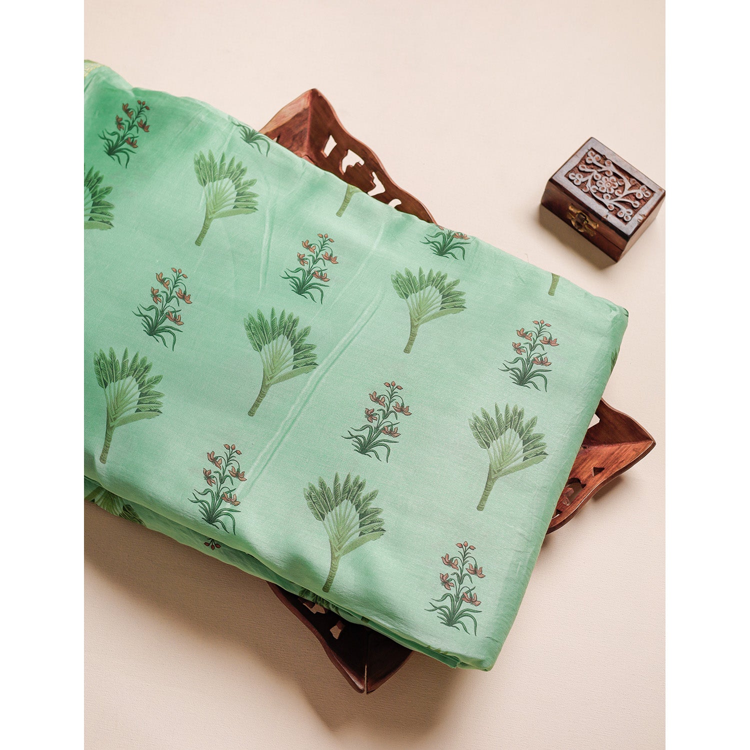 MUL CHANDERI BLOCK PRINTED FABRIC