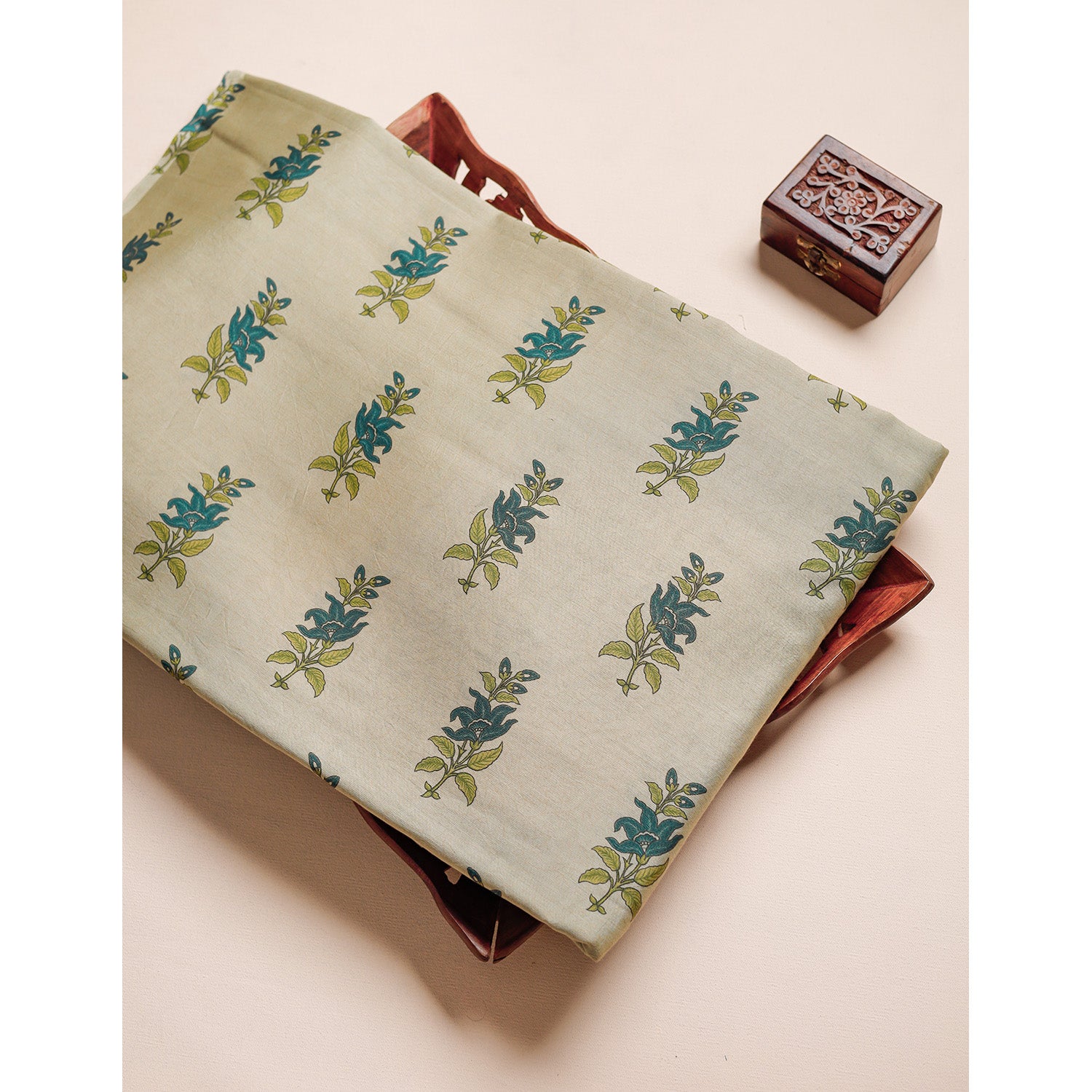 MUL CHANDERI BLOCK PRINTED FABRIC