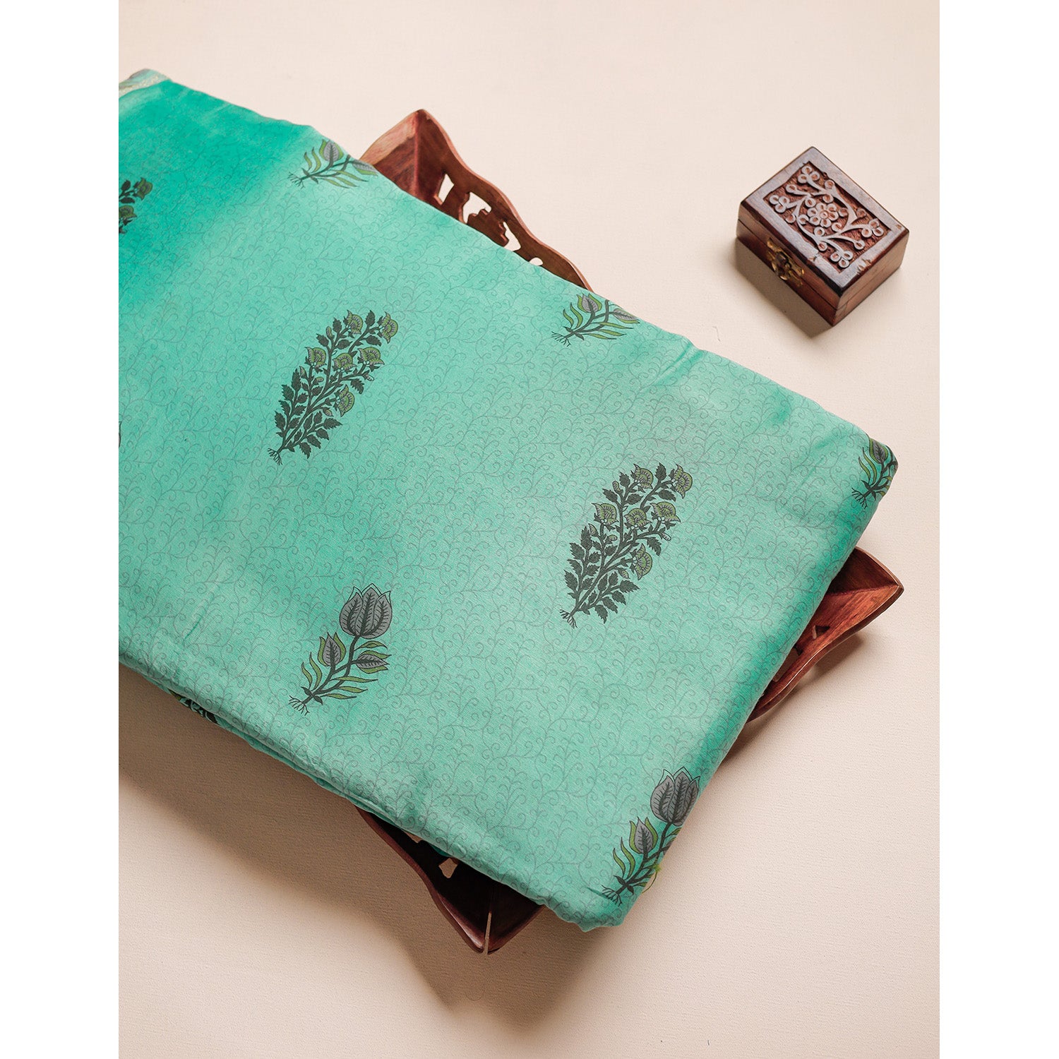 MUL CHANDERI BLOCK PRINTED FABRIC