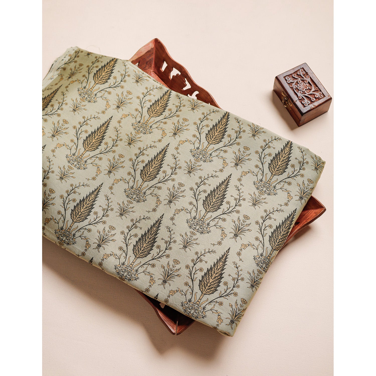 MUL CHANDERI BLOCK PRINTED FABRIC