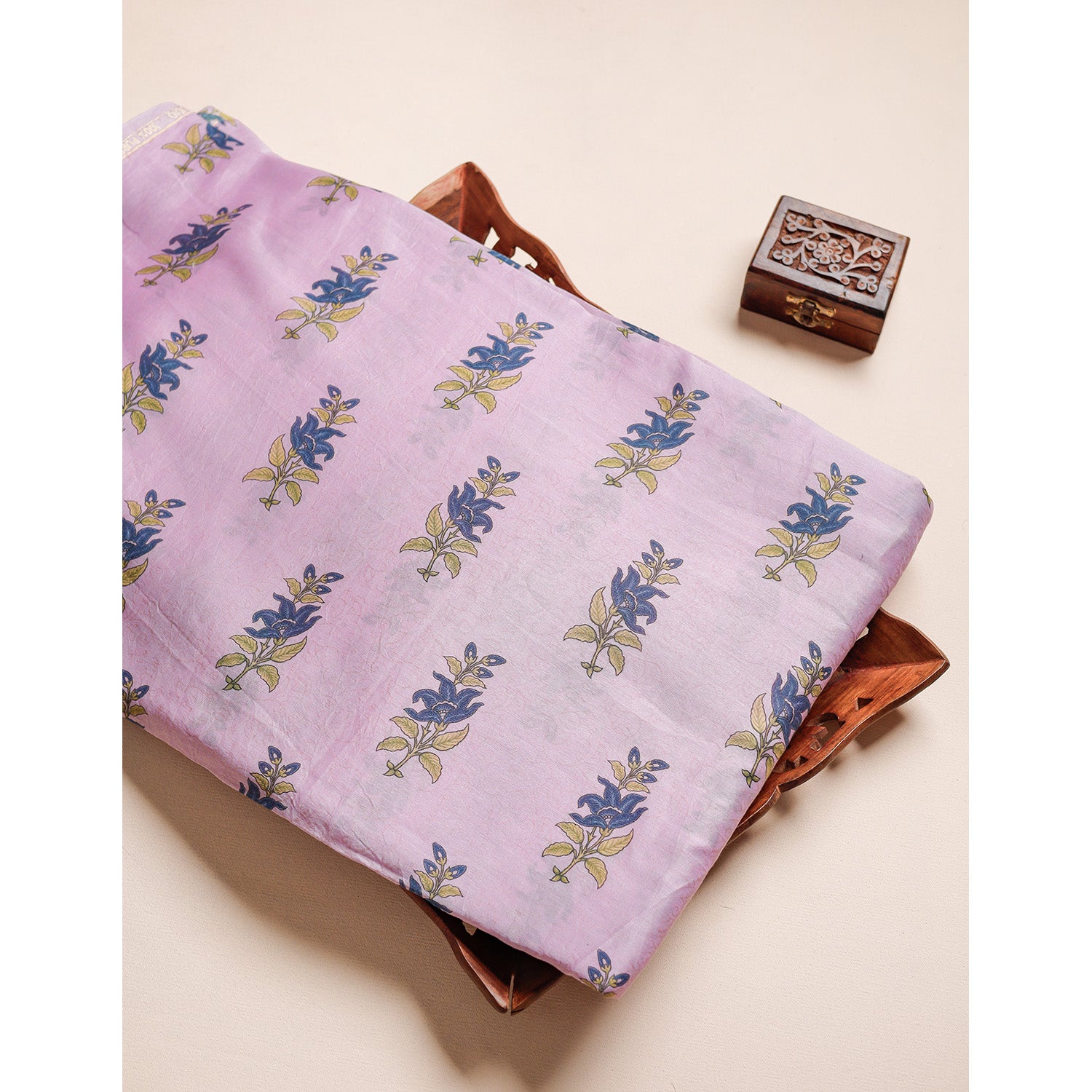 MUL CHANDERI BLOCK PRINTED FABRIC