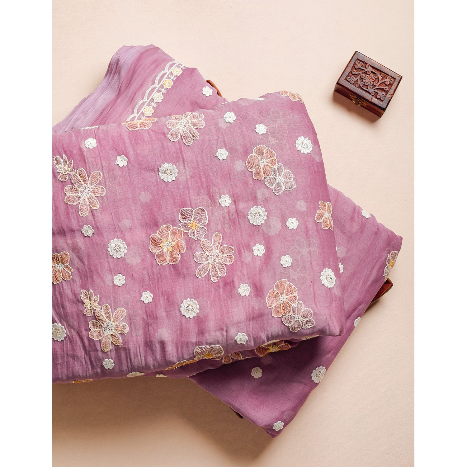 MUL CHANDERI EMBROIDERED FABRICS