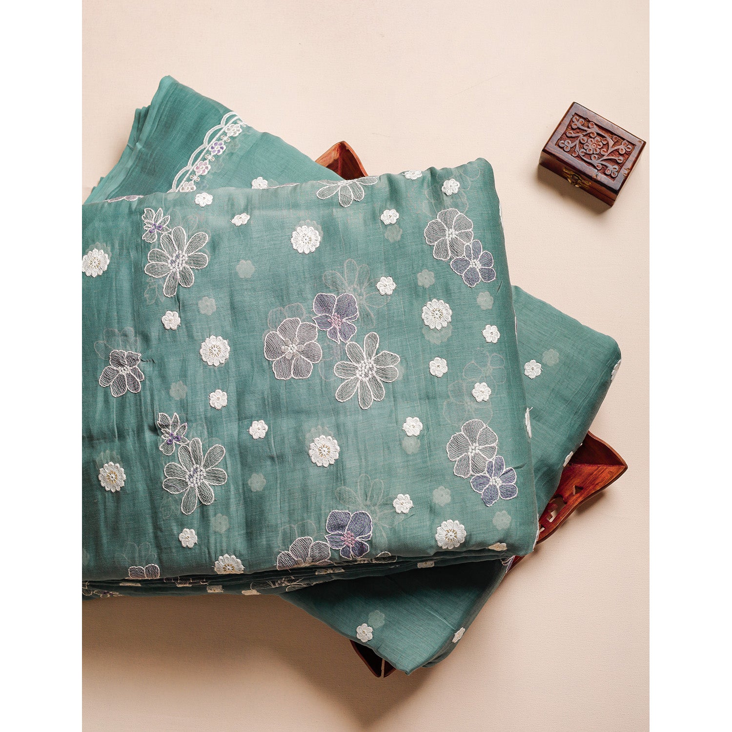 MUL CHANDERI EMBROIDERED FABRICS