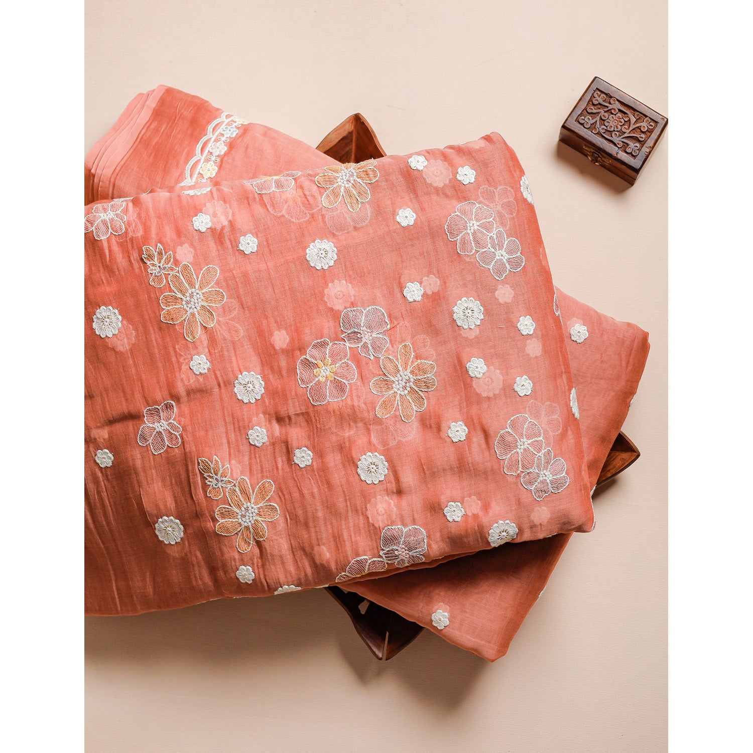 MUL CHANDERI EMBROIDERED FABRICS