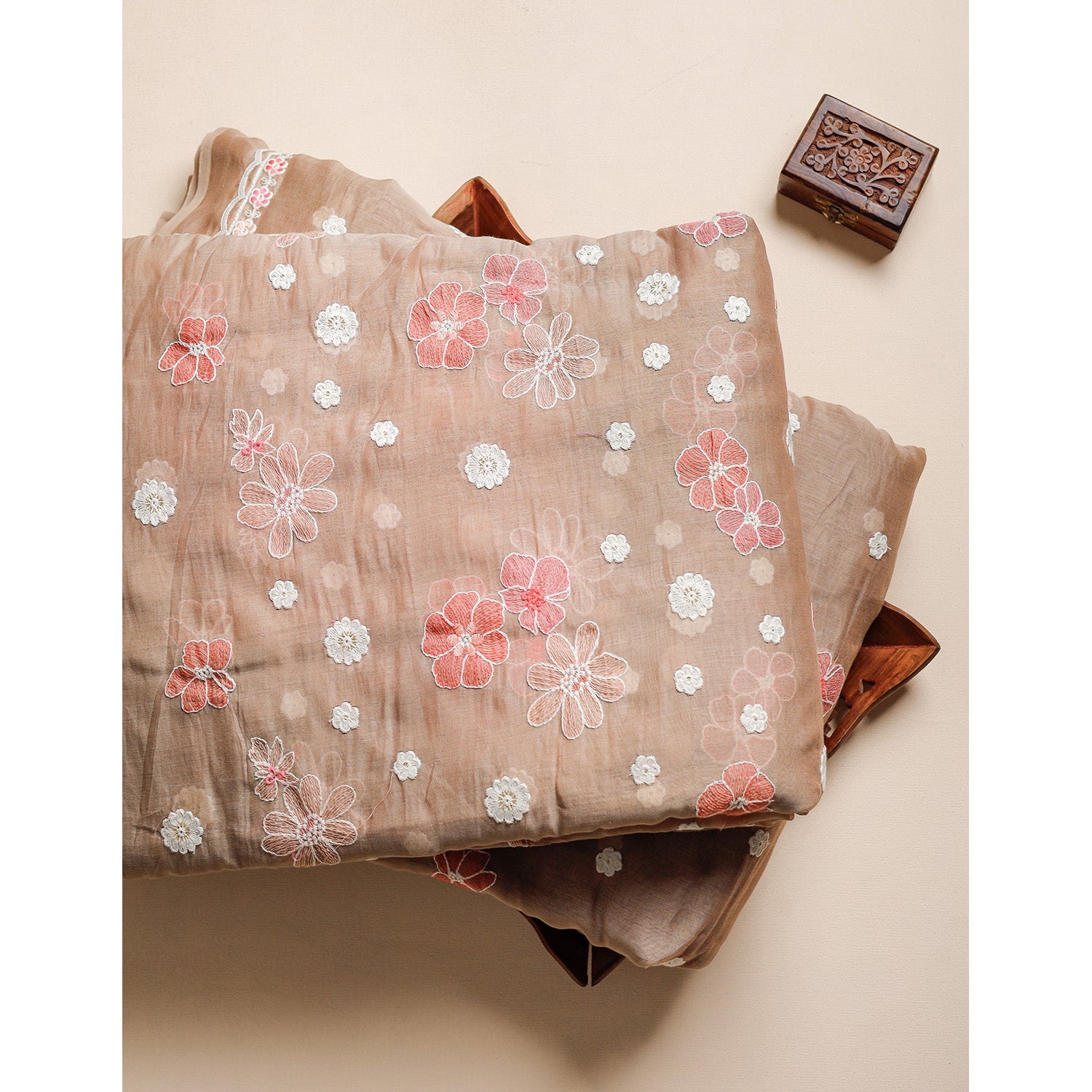 MUL CHANDERI EMBROIDERED FABRICS