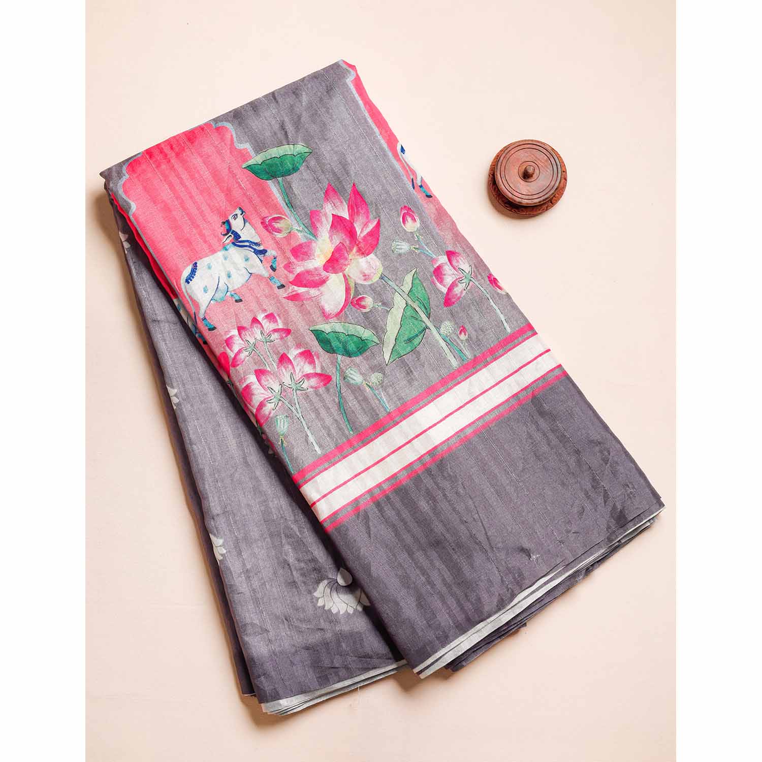 SEMI TUSSAR PRINTED FABRIC