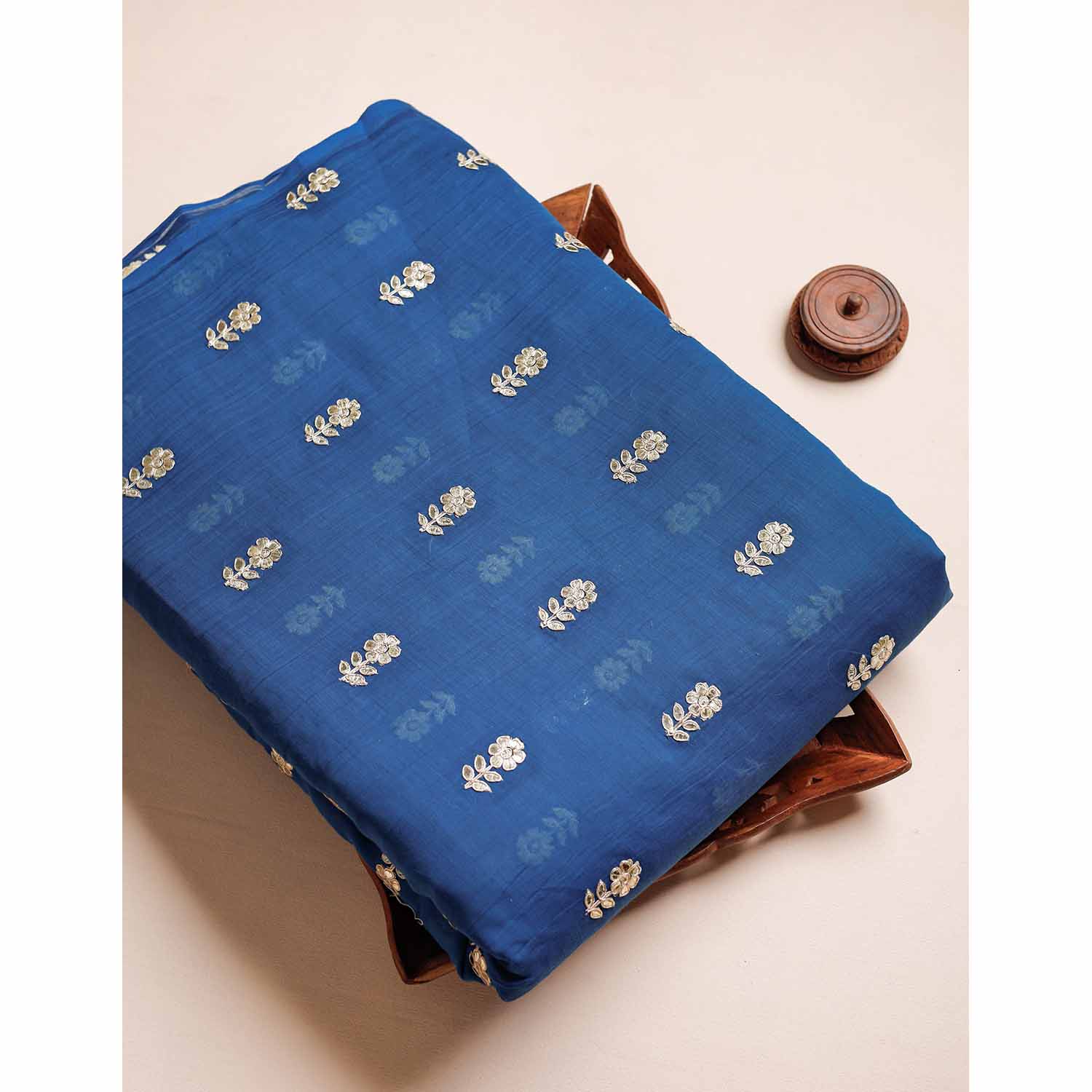 MUL CHANDERI MUKESH WORK FABRIC