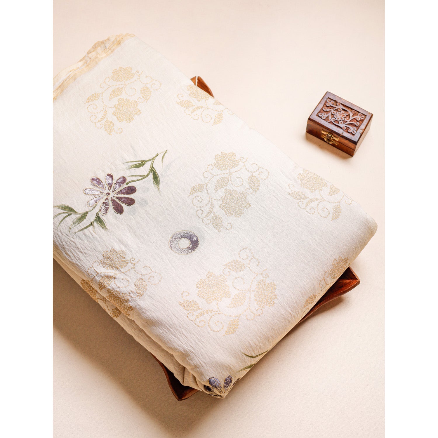 MOGRA CHANDERI HAND PAINTED FABRIC