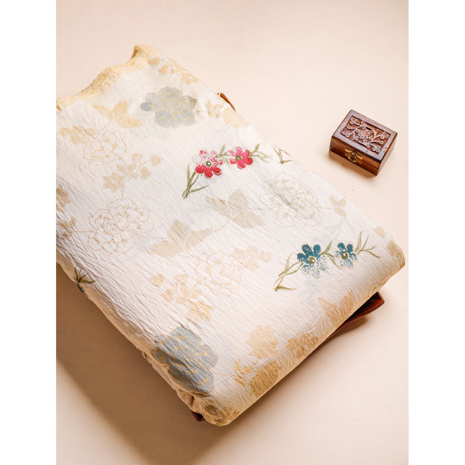 MOGRA CHANDERI HAND PAINTED FABRIC