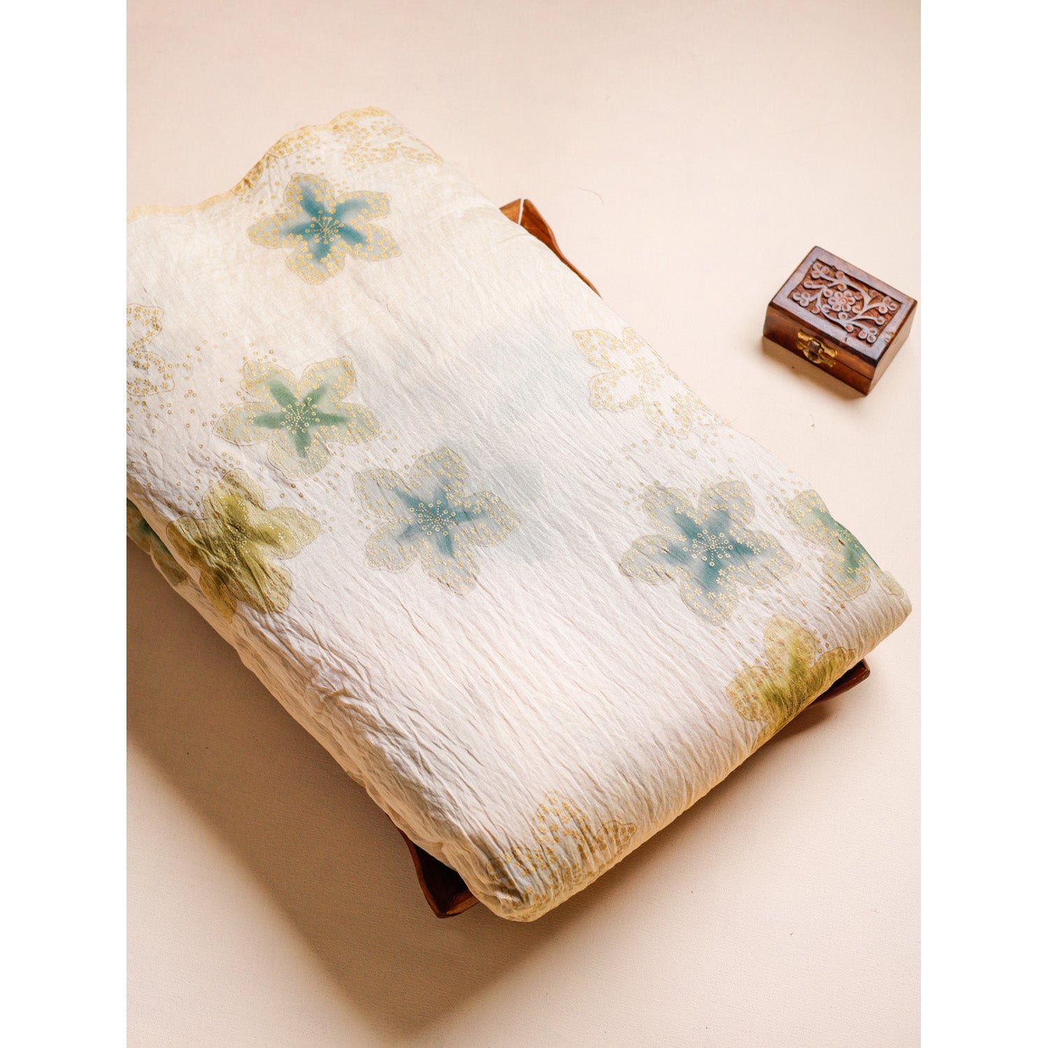 MOGRA CHANDERI HAND PAINTED FABRIC