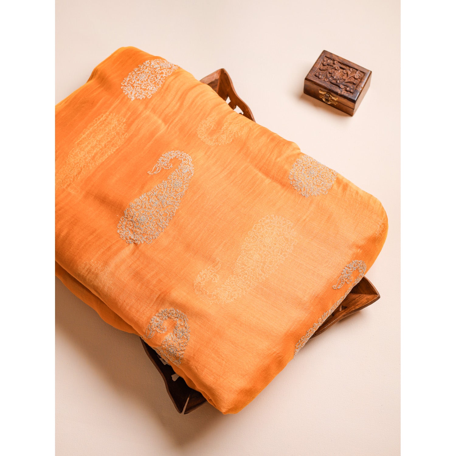 MUL CHANDERI ZARI EMBROIDERED FABRIC