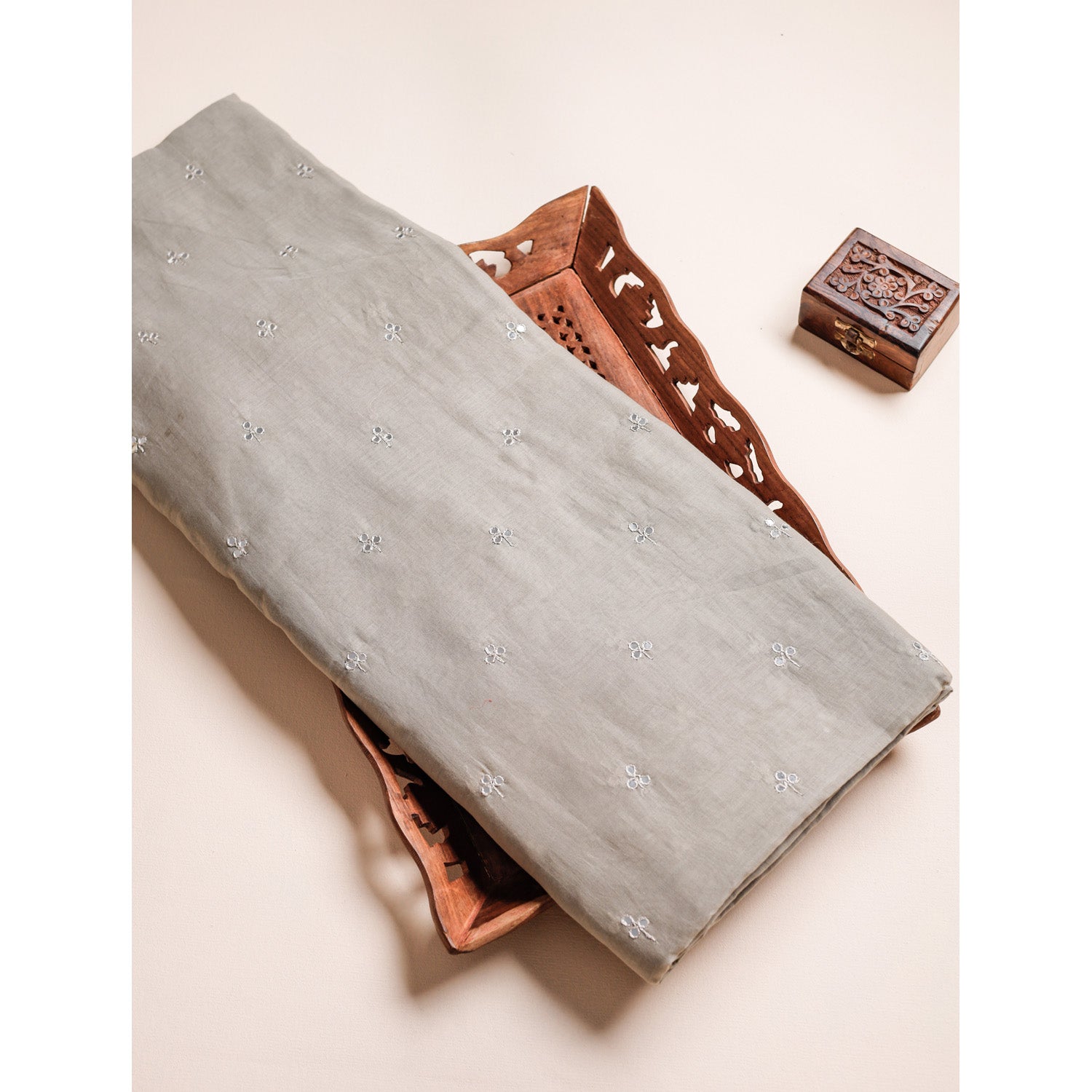 MUL CHANDERI MIRROR WORK FABRIC