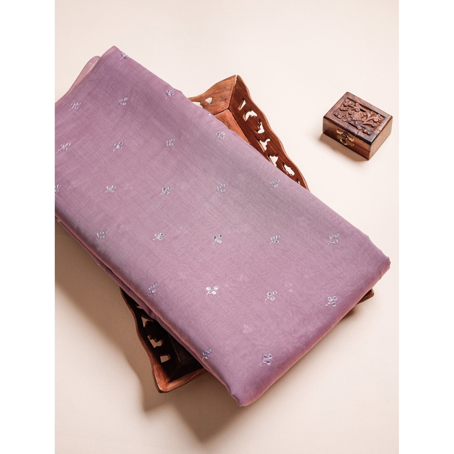 MUL CHANDERI MIRROR WORK FABRIC