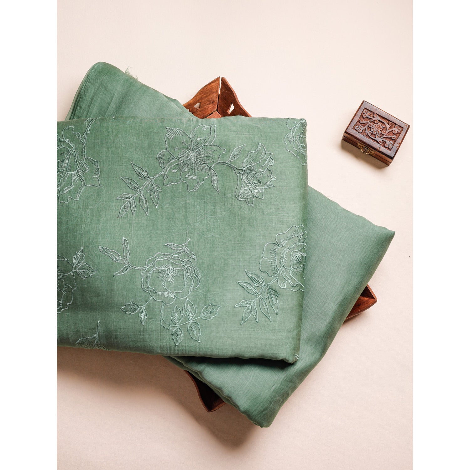 MUL CHANDERI EMBROIDERED AND PLAIN FABRICS