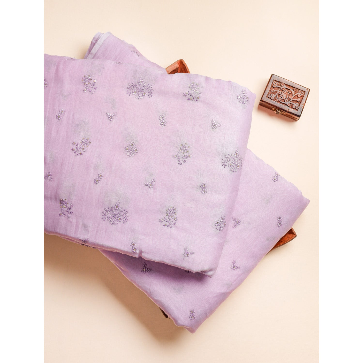 PURE MALAI CHANDERI SILK EMBROIDERED FABRICS