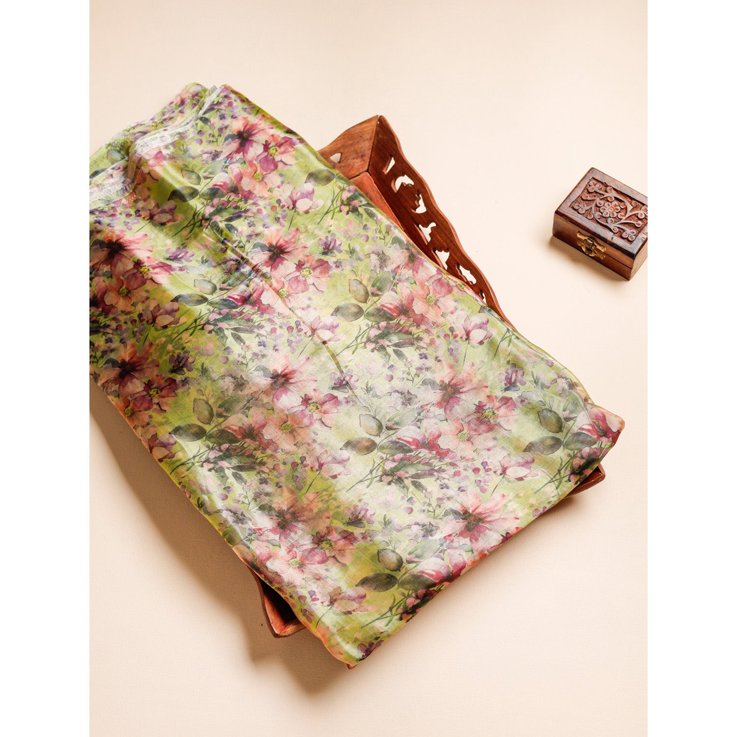 GLASS TISSUE ORGANZA PRINTED FABRIC