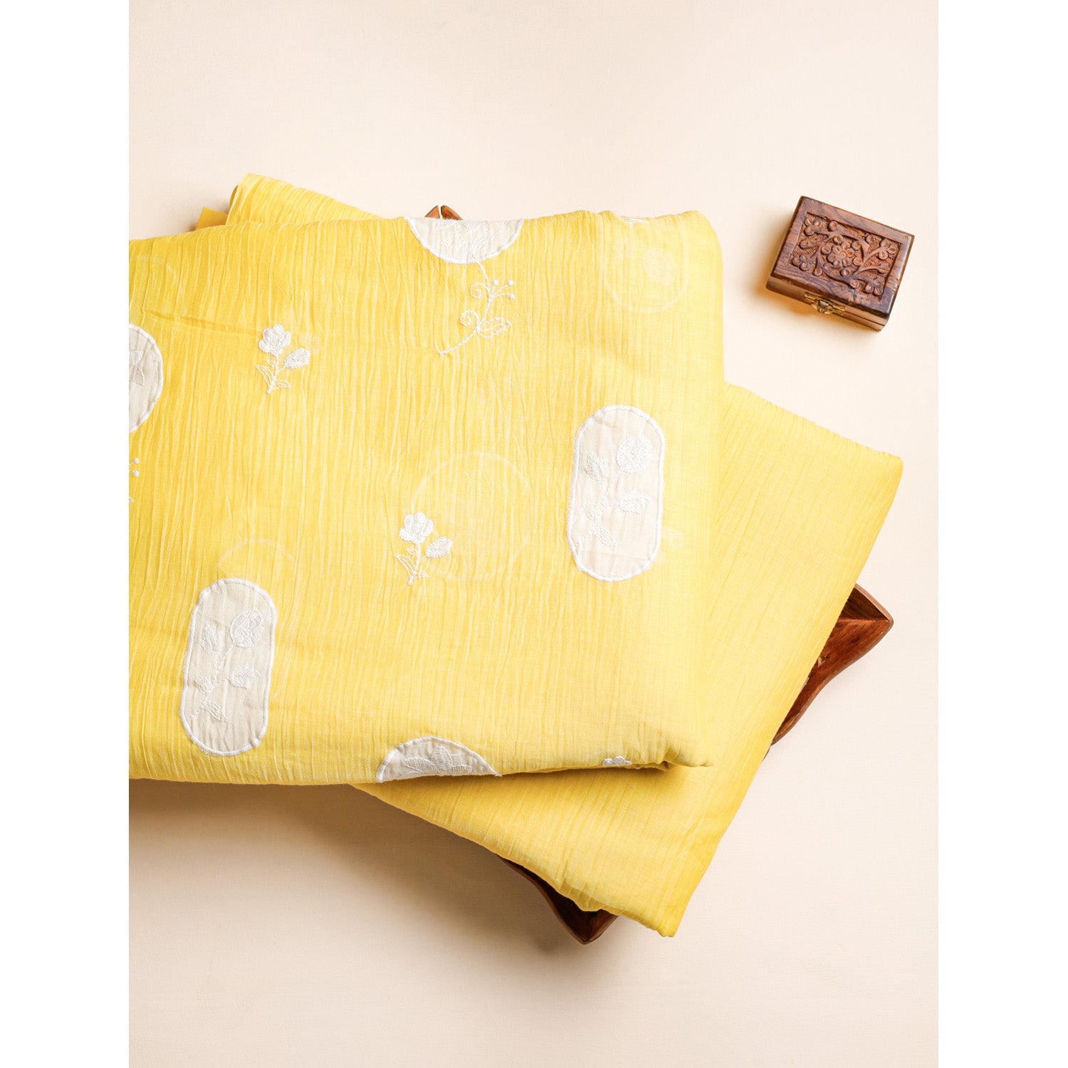 MUL CHANDERI APPLIQUE WORK & PLAIN FABRICS