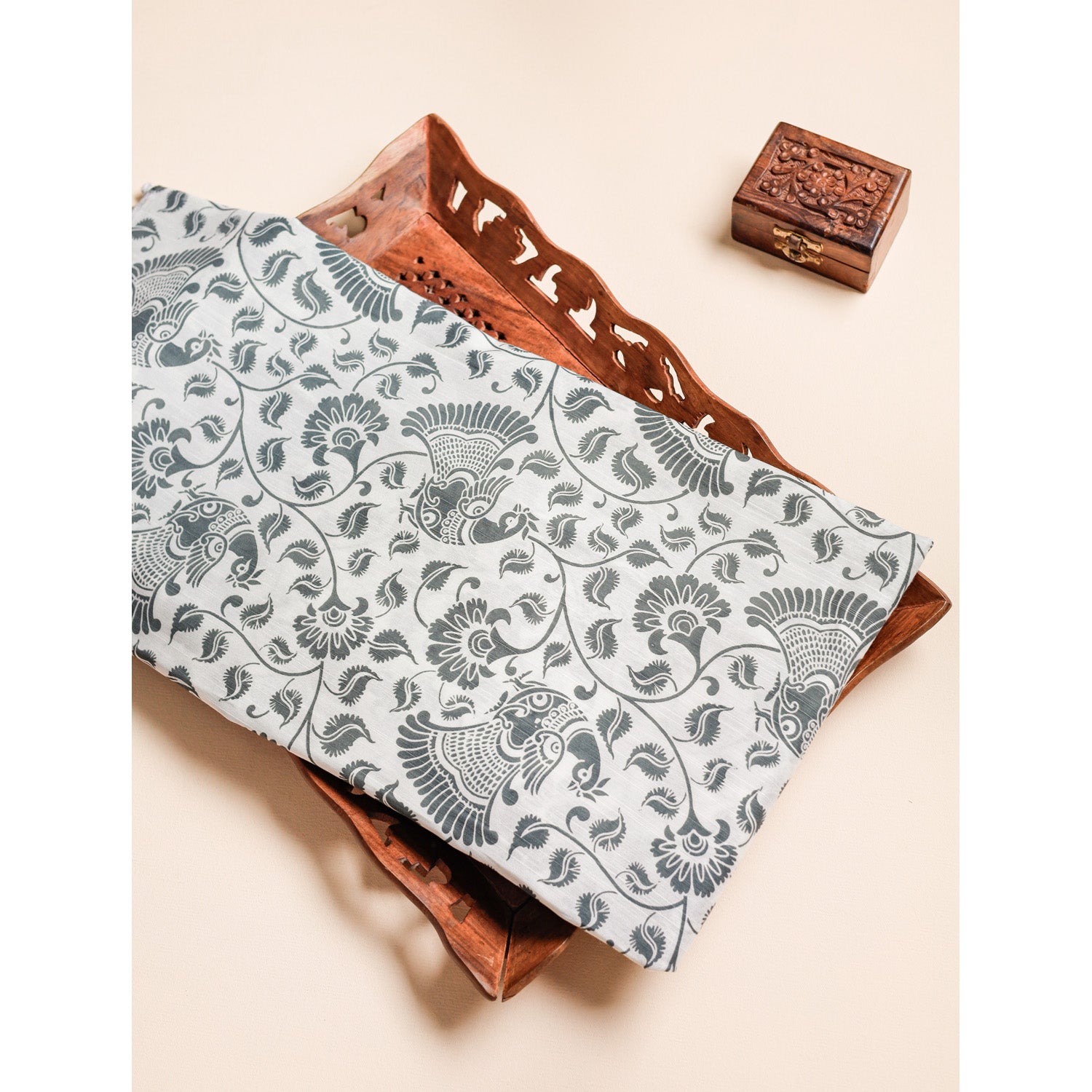 DUPION SILK KALAMKARI PRINTED FABRIC