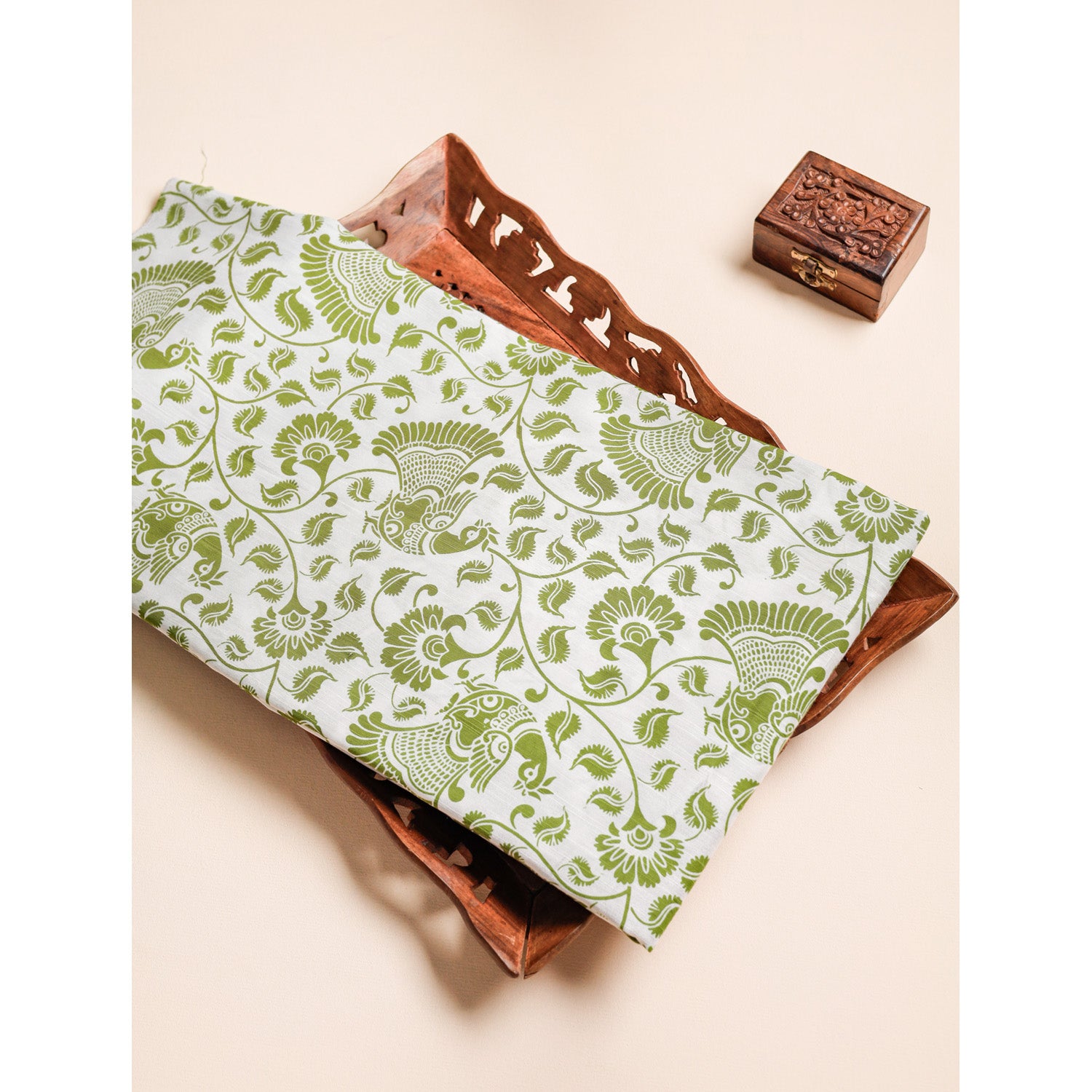 DUPION SILK KALAMKARI PRINTED FABRIC