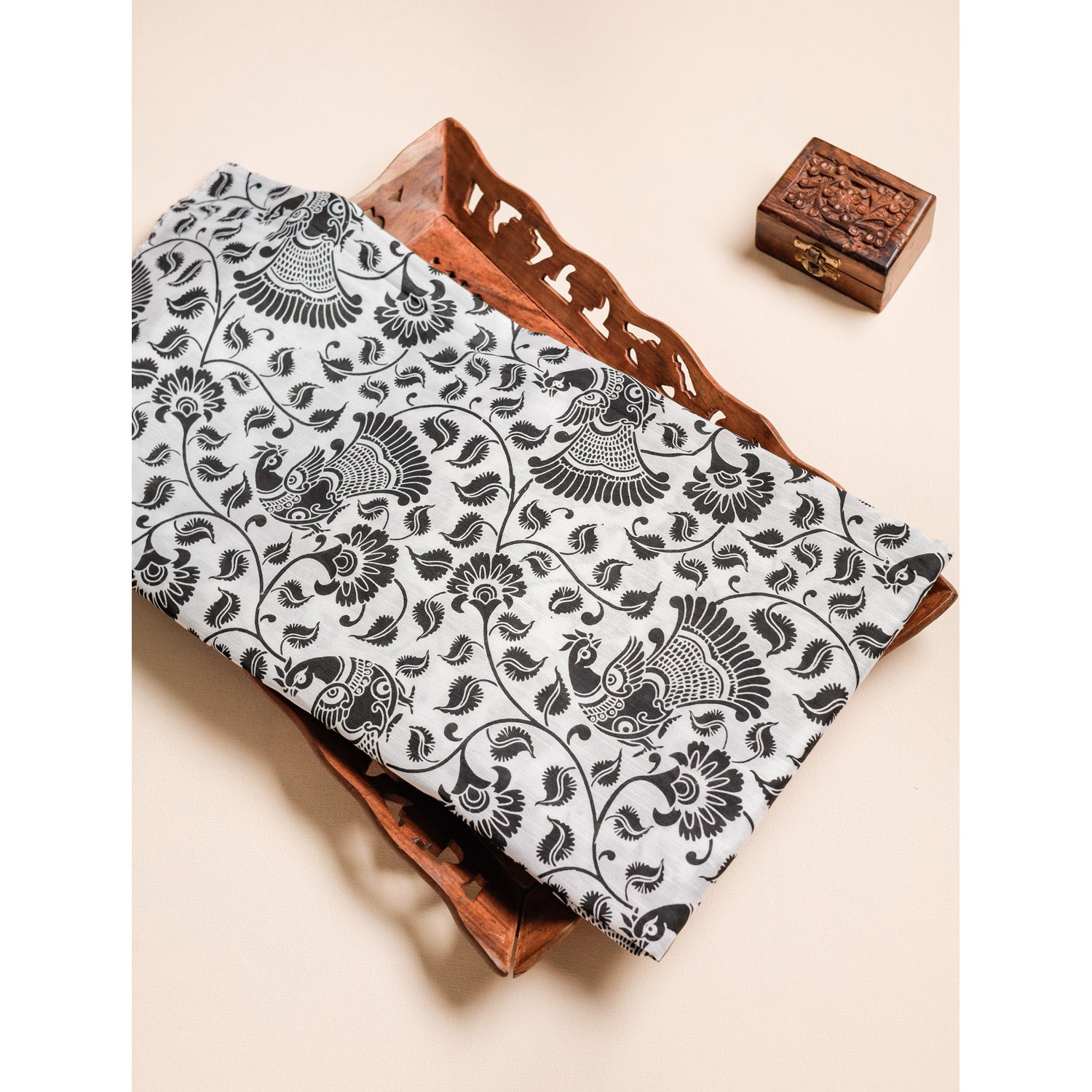 DUPION SILK KALAMKARI PRINTED FABRIC