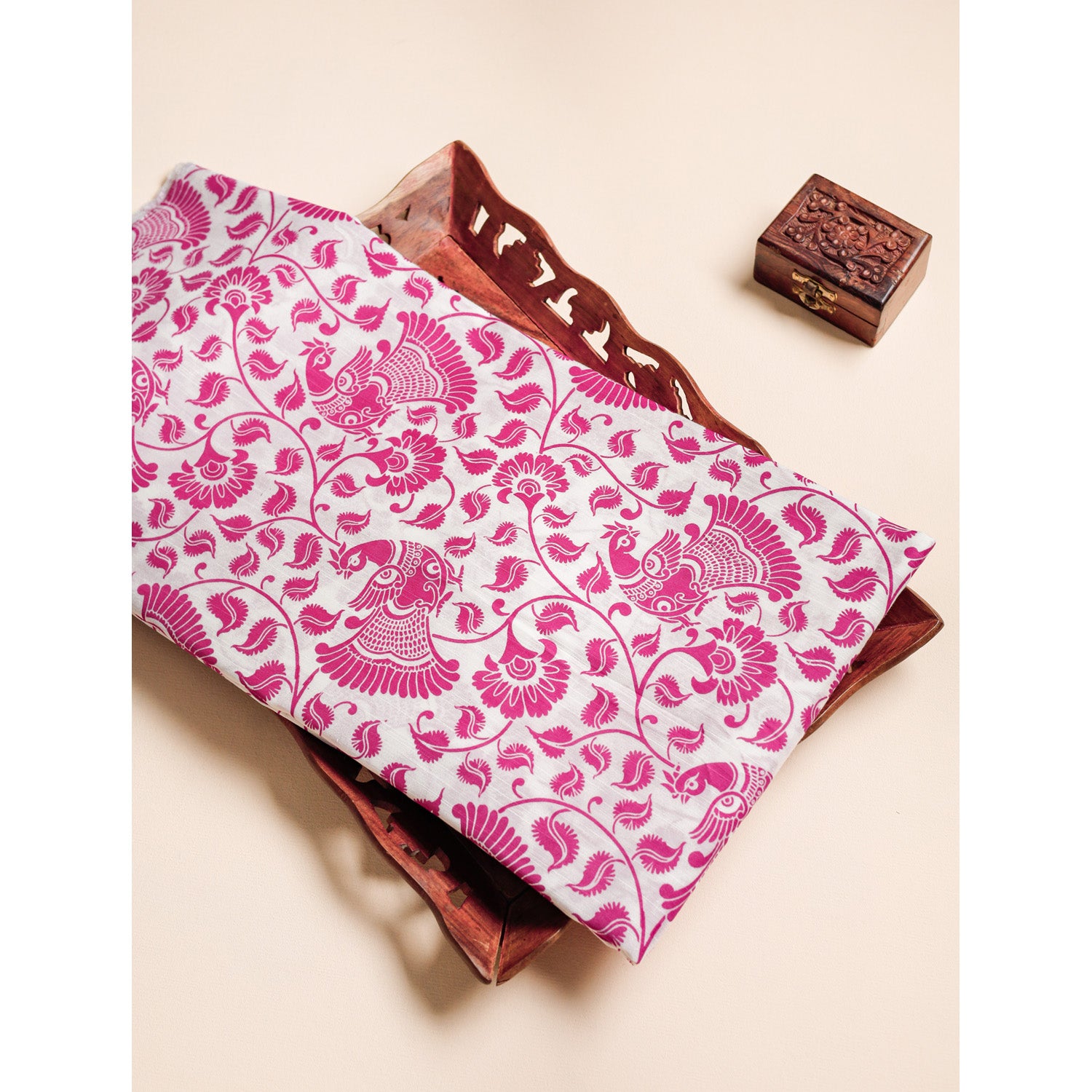 DUPION SILK KALAMKARI PRINTED FABRIC