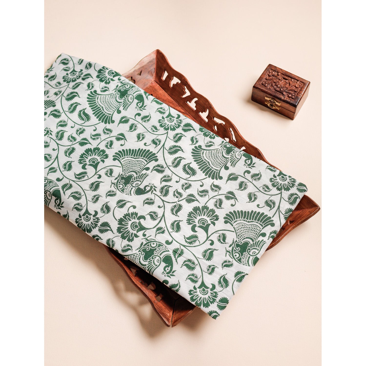 DUPION SILK KALAMKARI PRINTED FABRIC