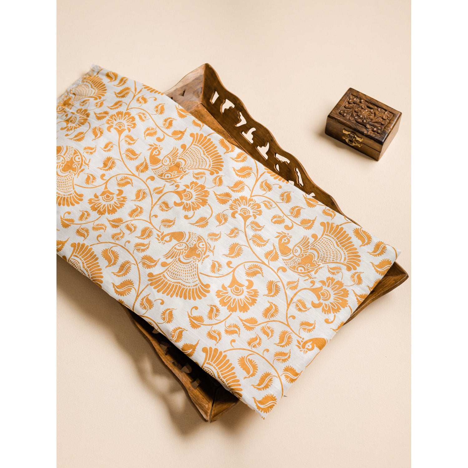 DUPION SILK KALAMKARI PRINTED FABRIC