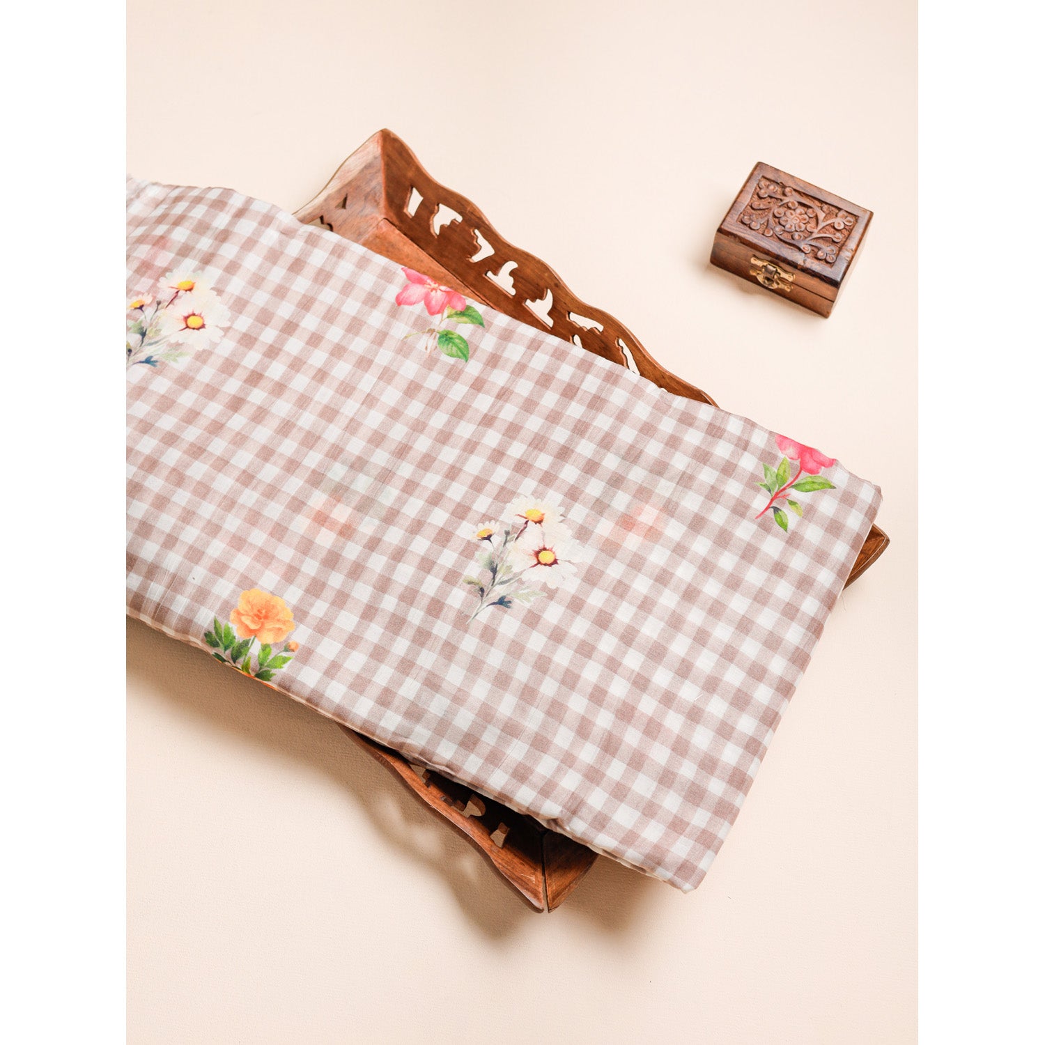 MUL CHANDERI NOOR CHECKS PRINTED FABRICS