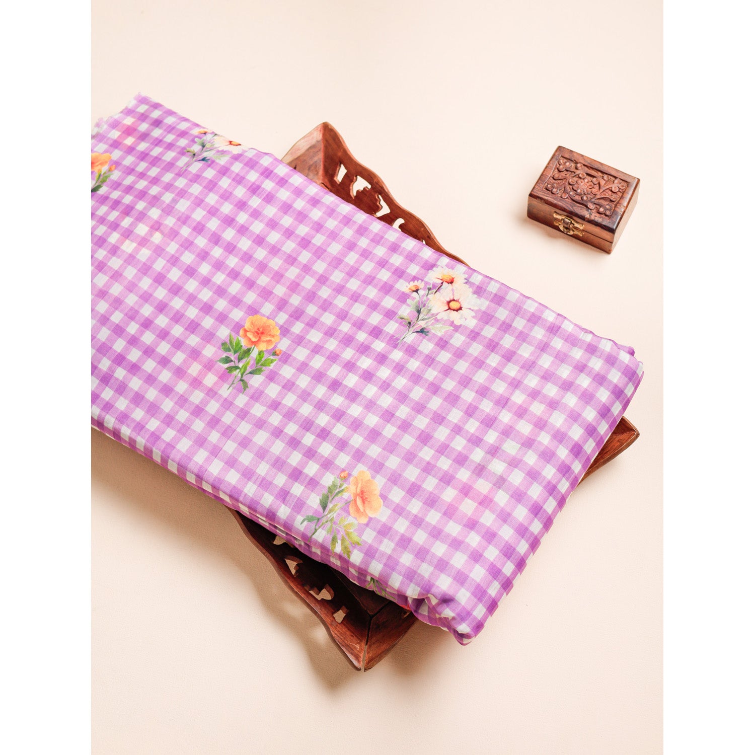 MUL CHANDERI NOOR CHECKS PRINTED FABRICS