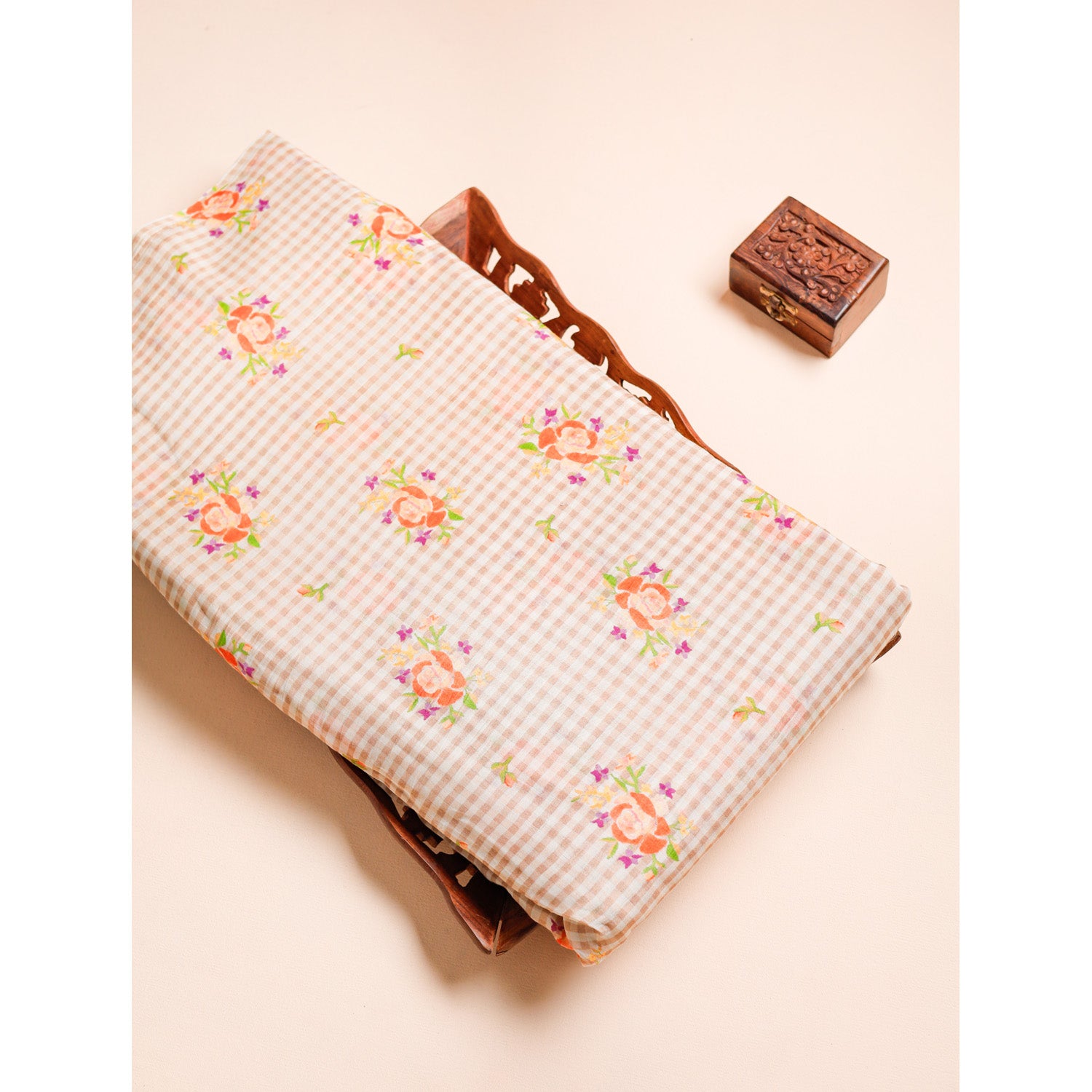 MUL CHANDERI NOOR CHECKS PRINTED FABRIC