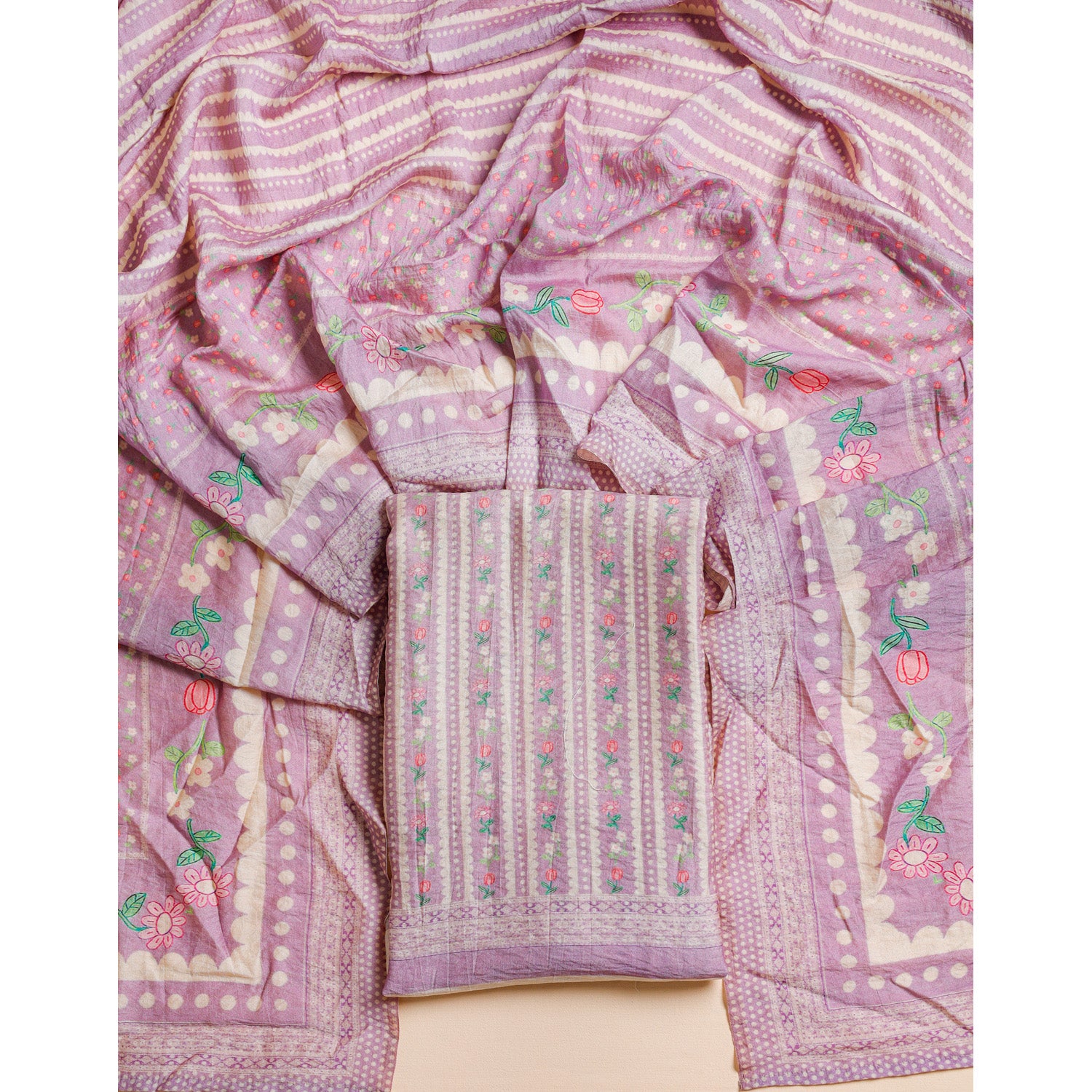 PURE MOGRA CHANDERI 2 PIECE SET