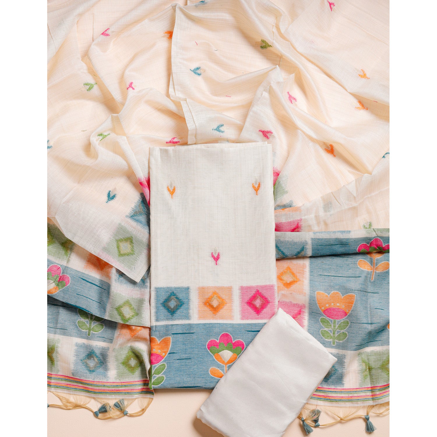 MUGA SILK PHOOL RANG SUIT SET