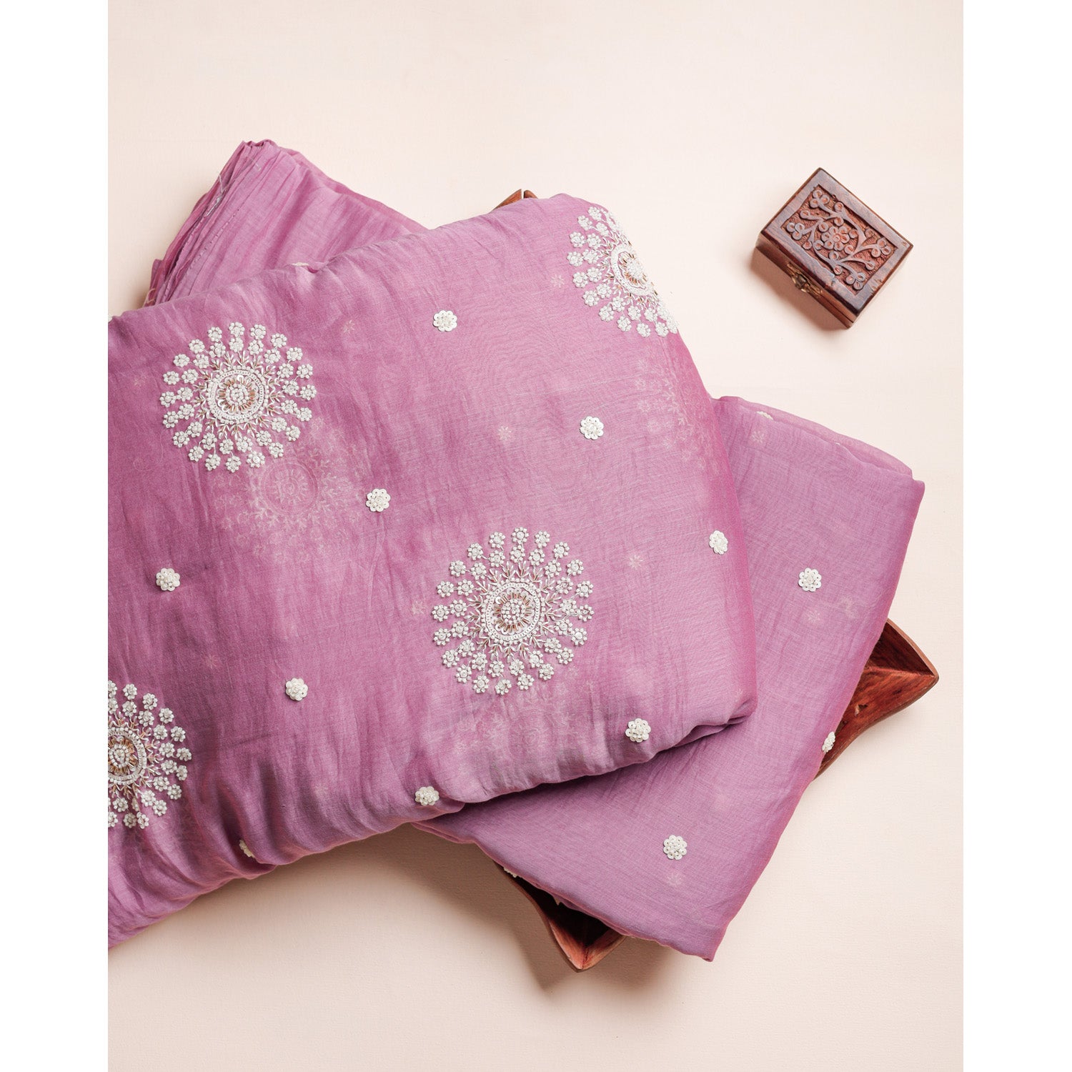 MALAI CHANDERI BEADWORK FABRICS