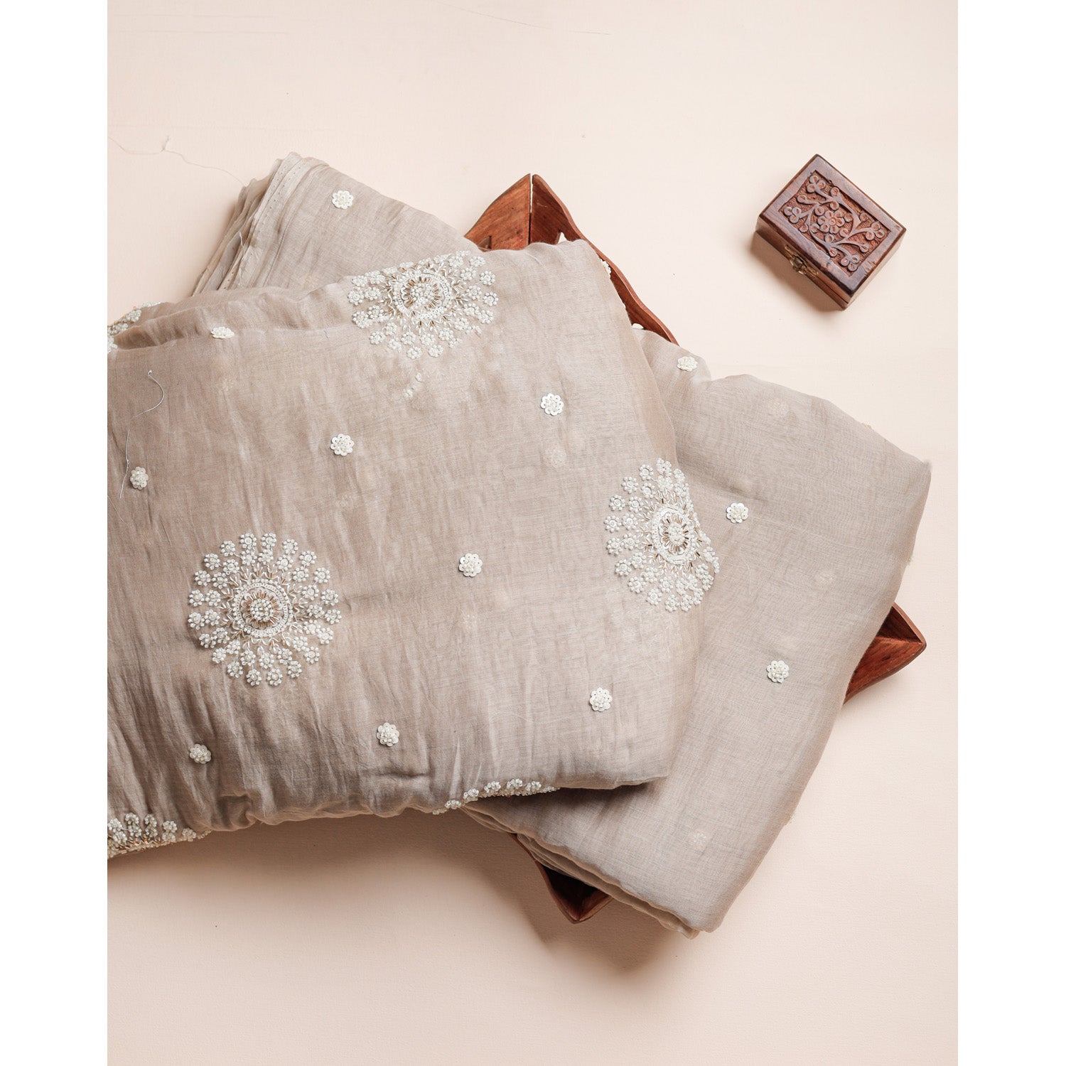 MALAI CHANDERI BEADWORK FABRICS