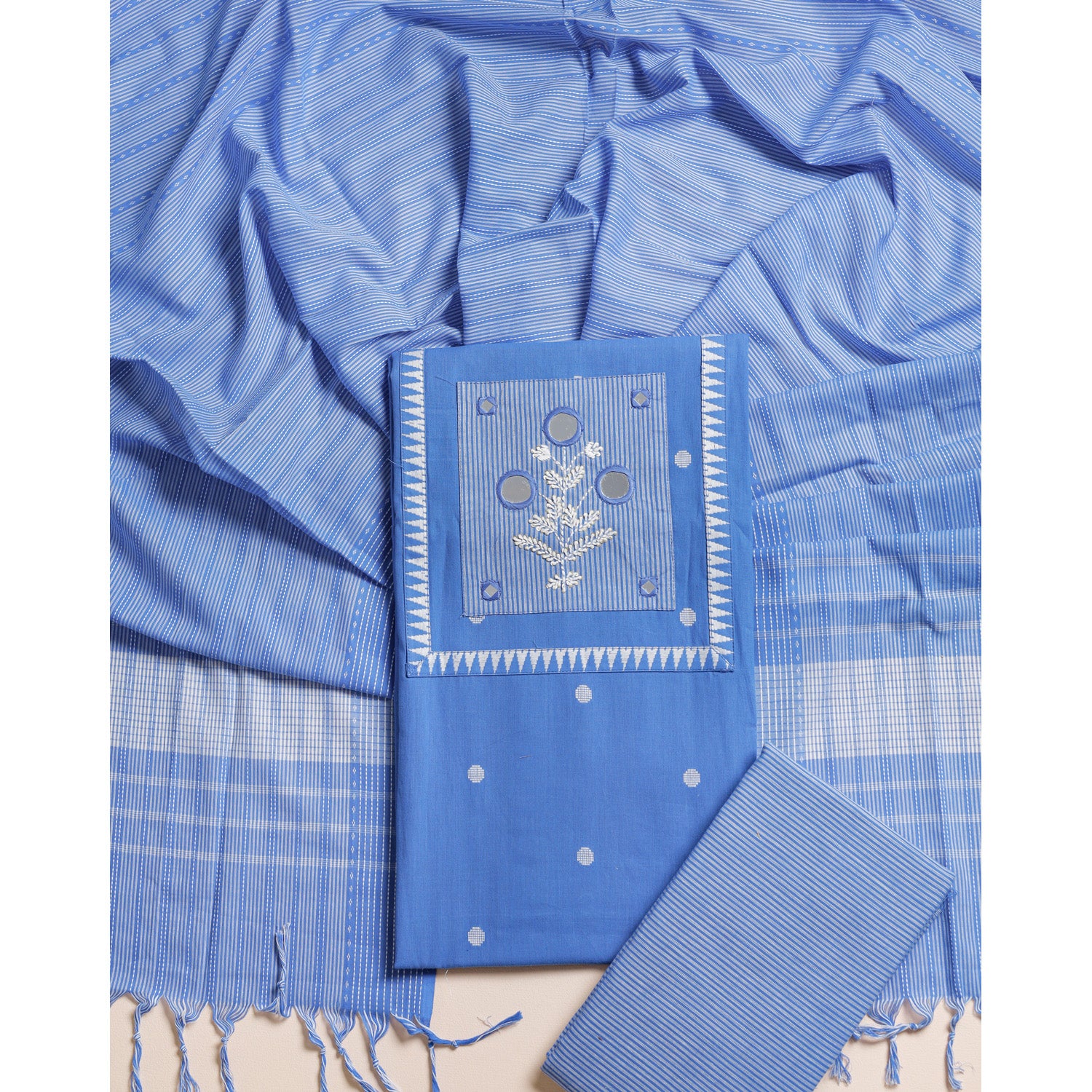 PURE COTTON HANDLOOM MIRRORWORK SUIT SET