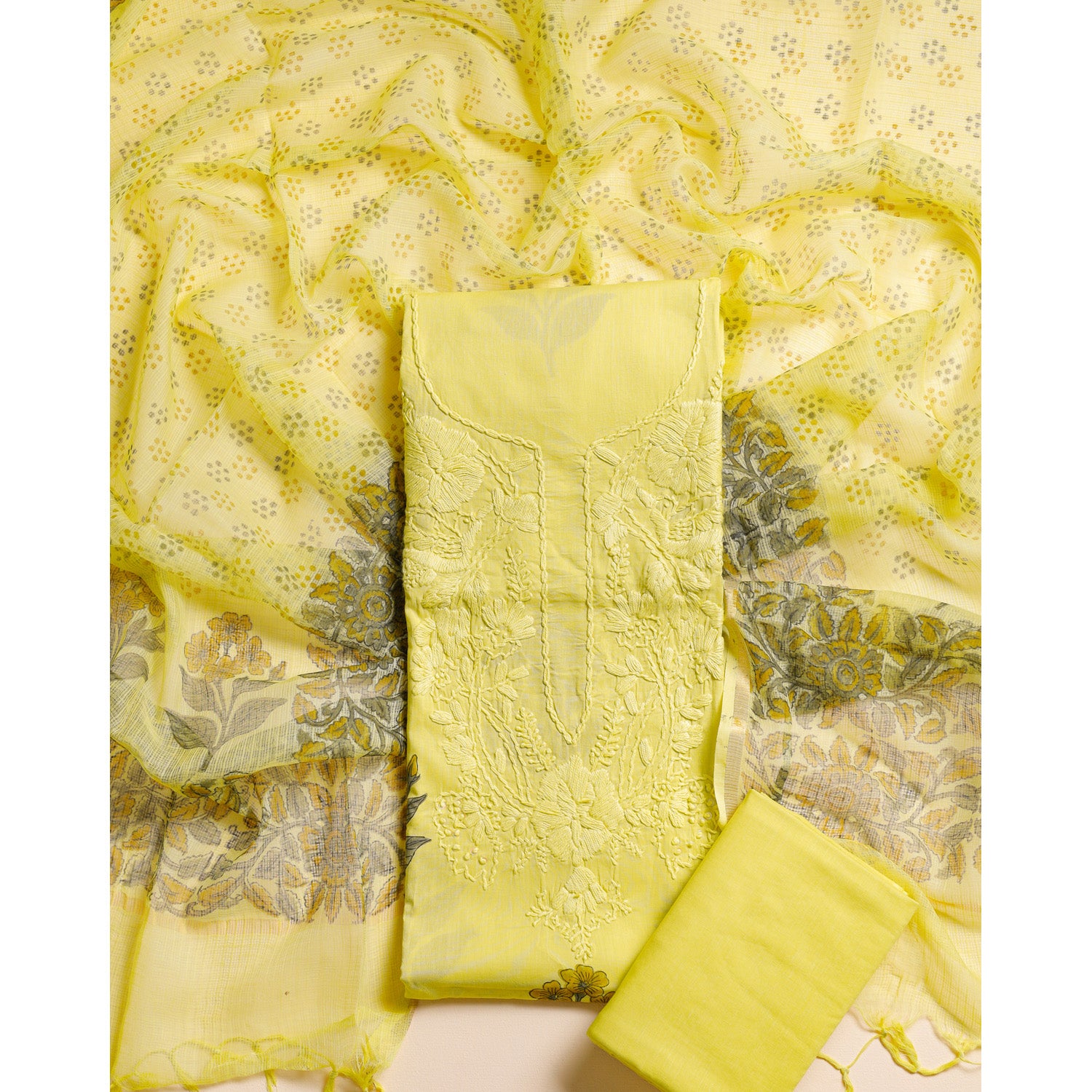 PURE COTTON LUCKNOWI SUIT SET