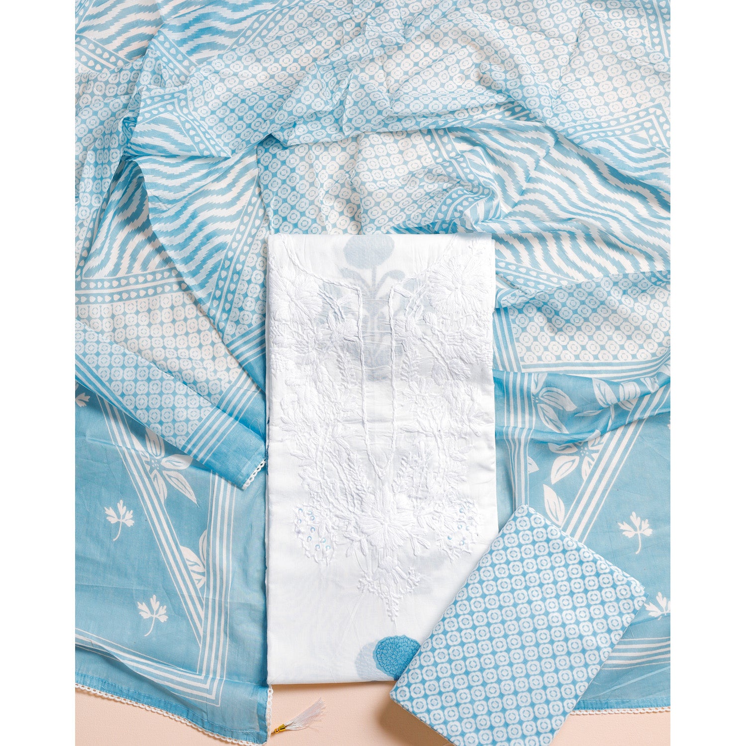 PURE COTTON LUCKNOWI SUIT SET