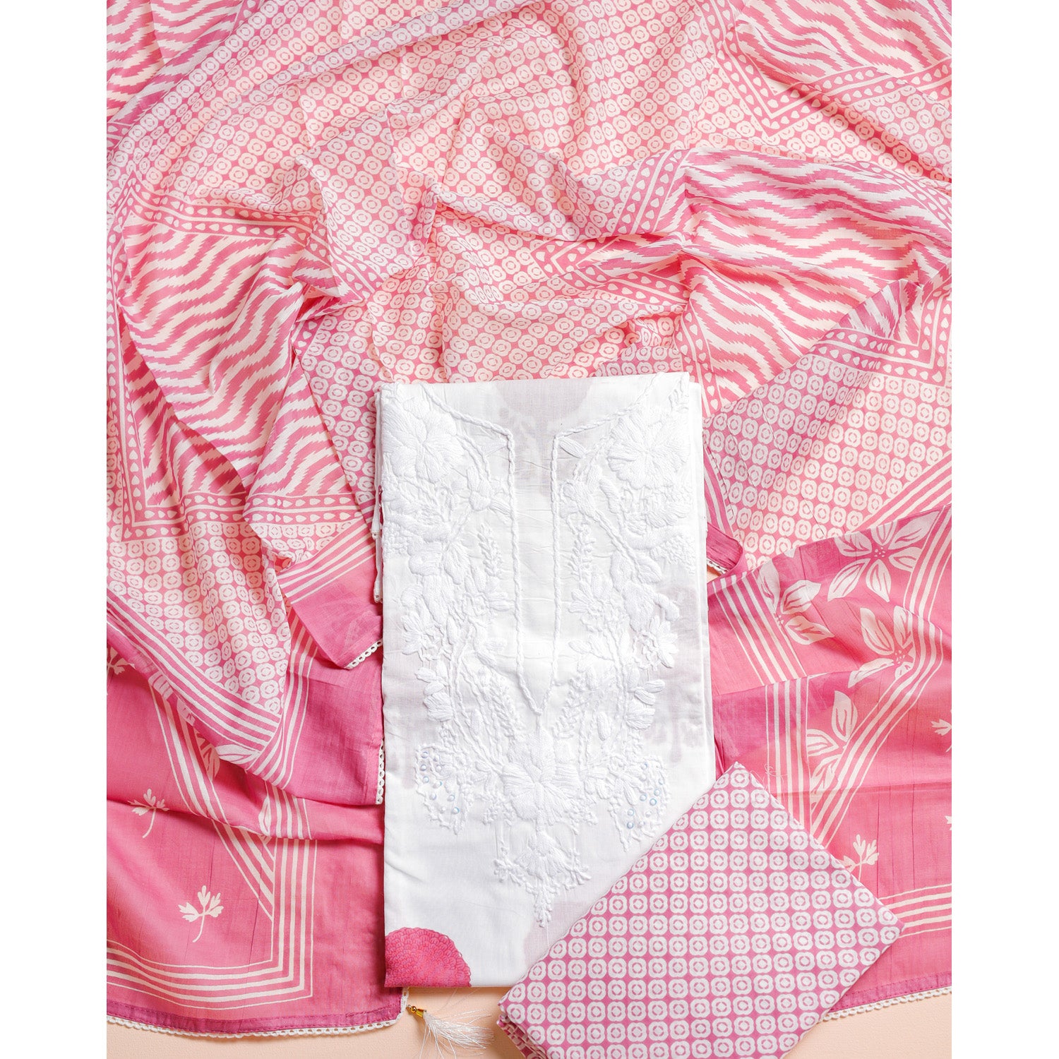 PURE COTTON LUCKNOWI SUIT SET